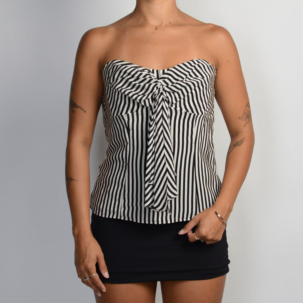 B&W STRIPE STRAPLESS TOP