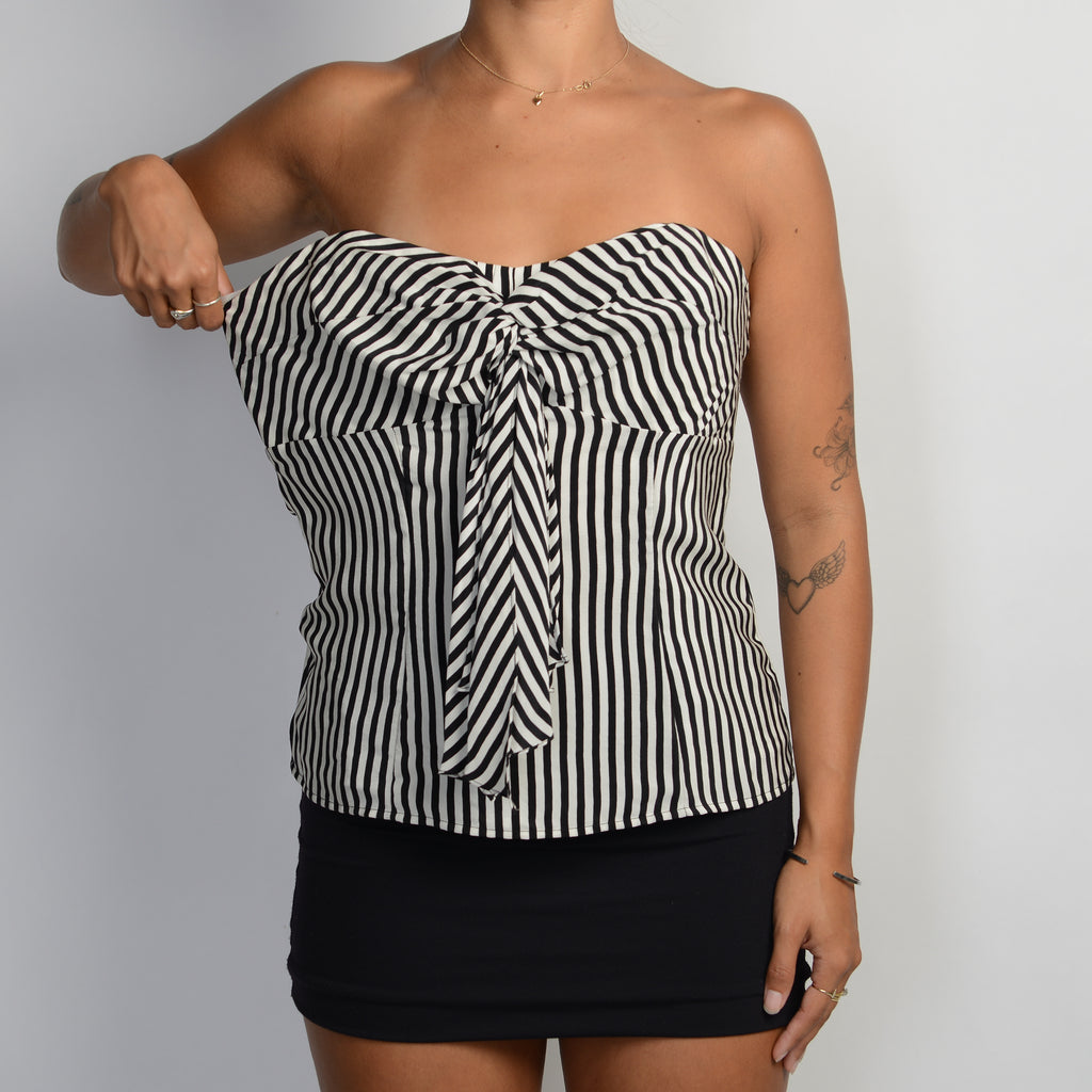 B&W STRIPE STRAPLESS TOP