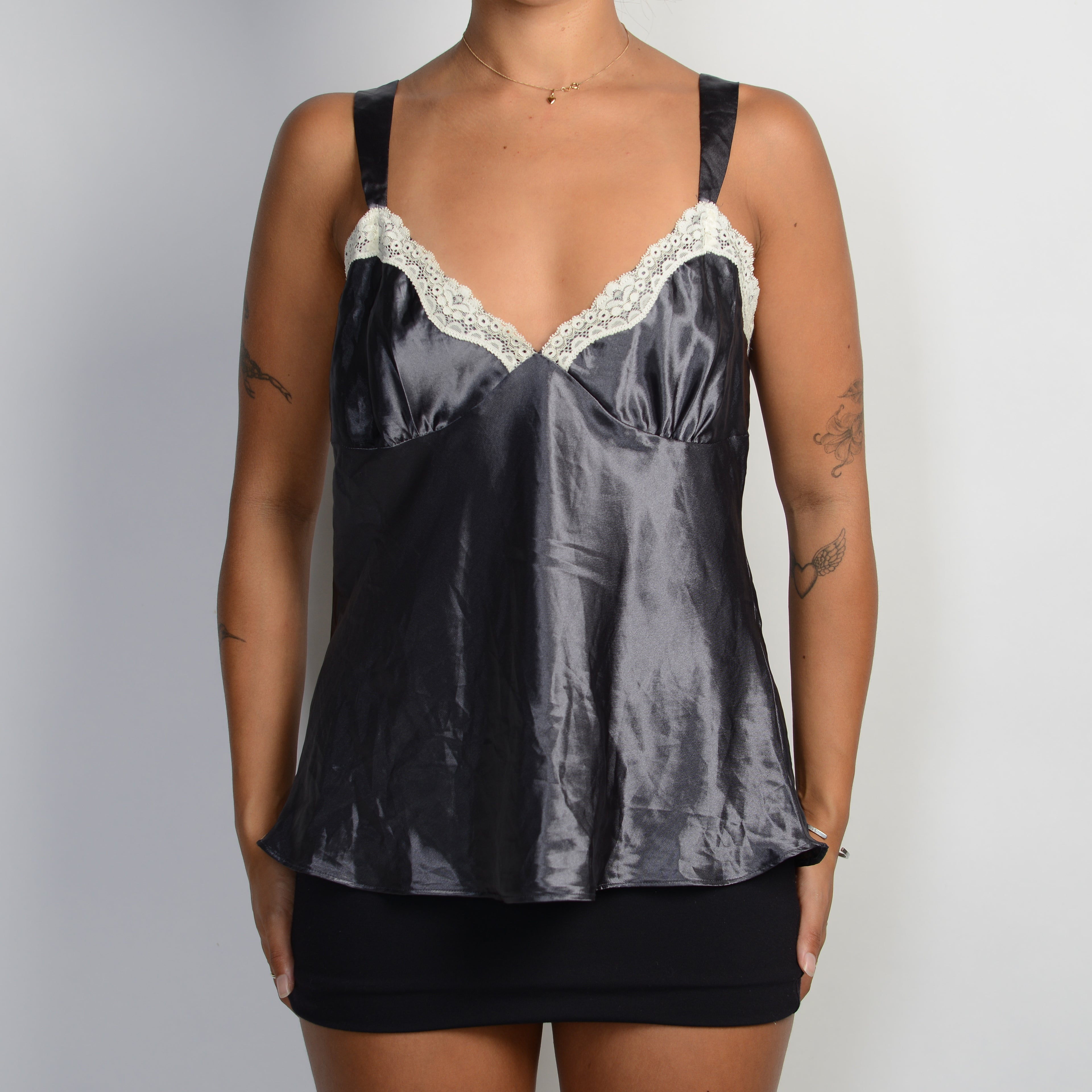 CHARCOAL SATIN CAMISOLE