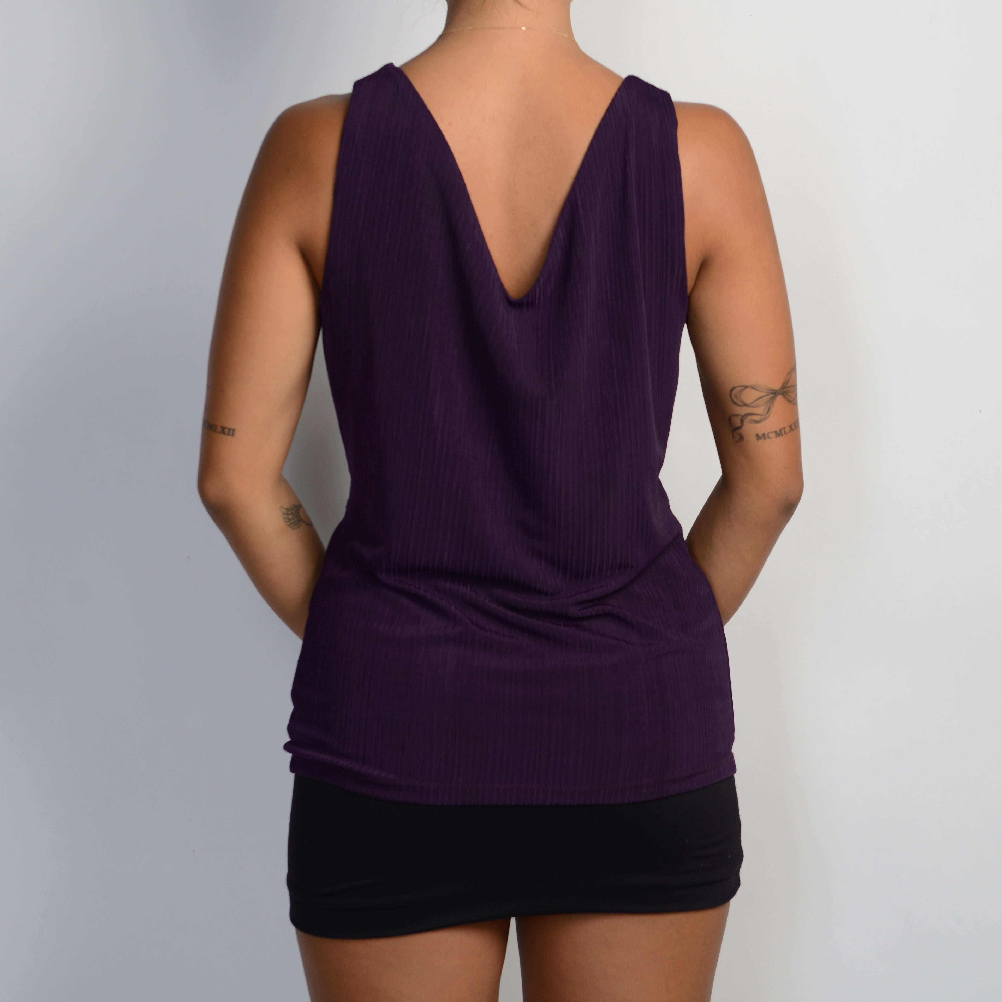 DARK PURPLE V NECK TOP