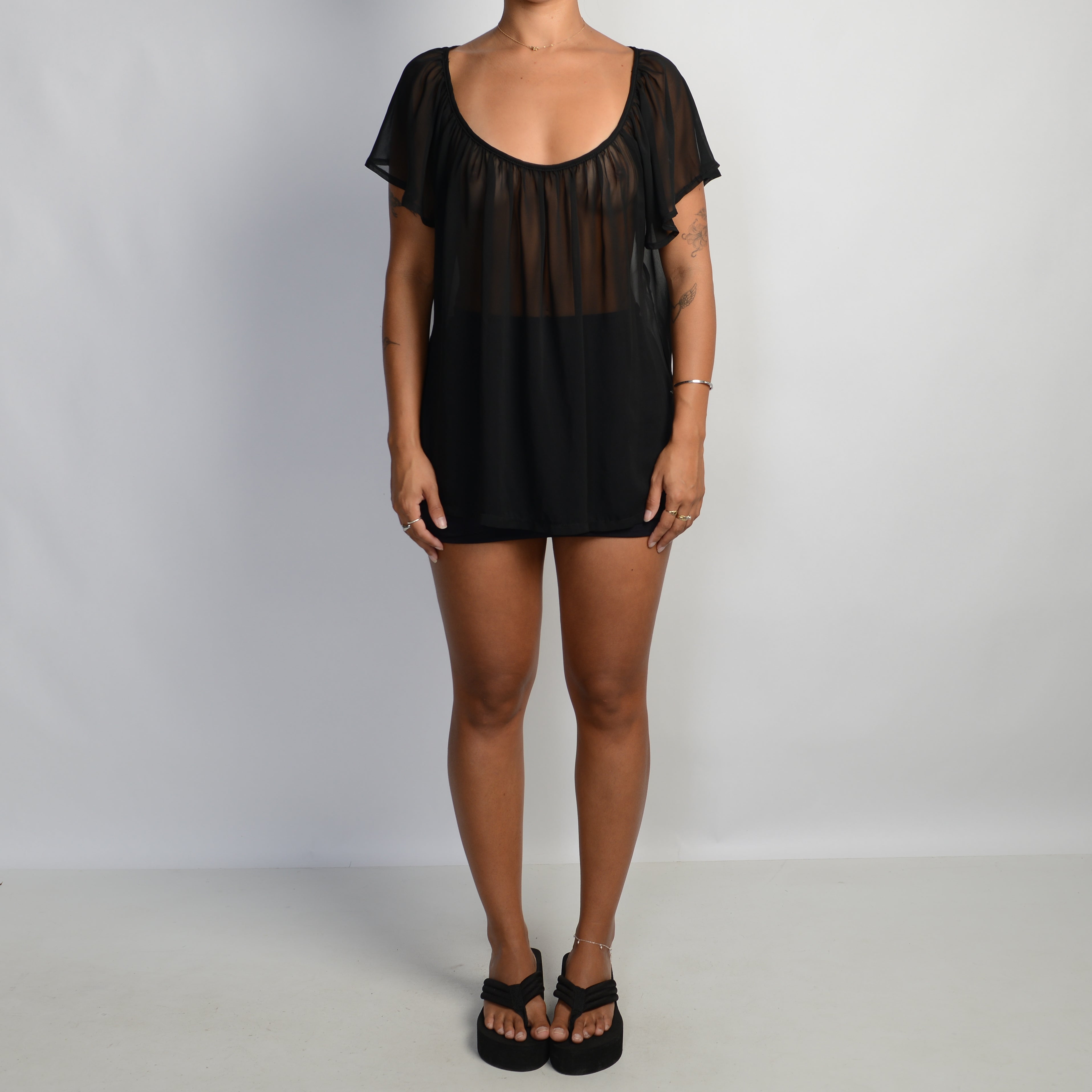 BLACK SHEER TOP