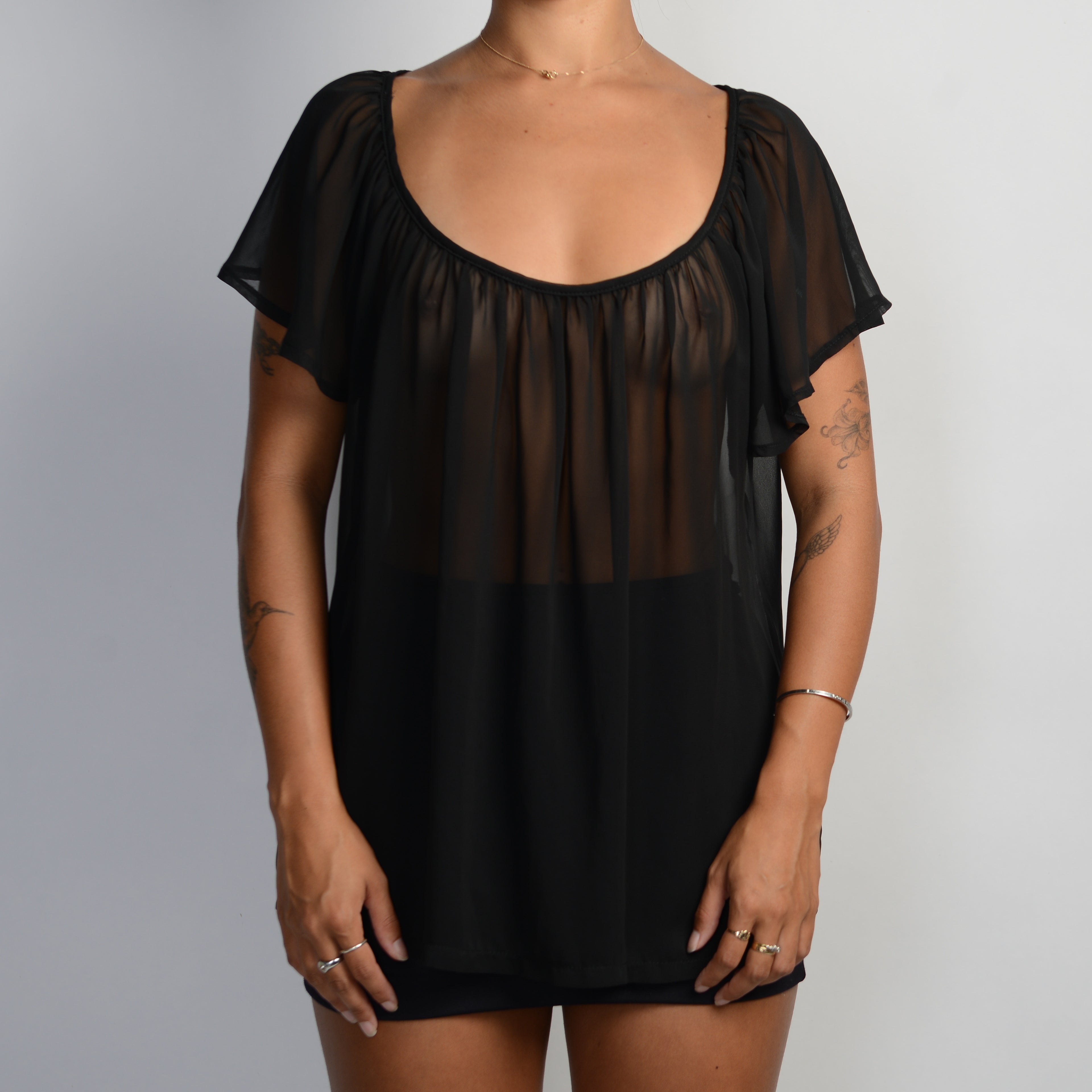 BLACK SHEER TOP
