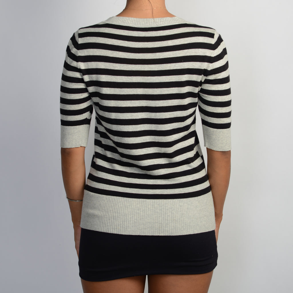 STRIPE KNIT 1/2 SLEEVE TOP