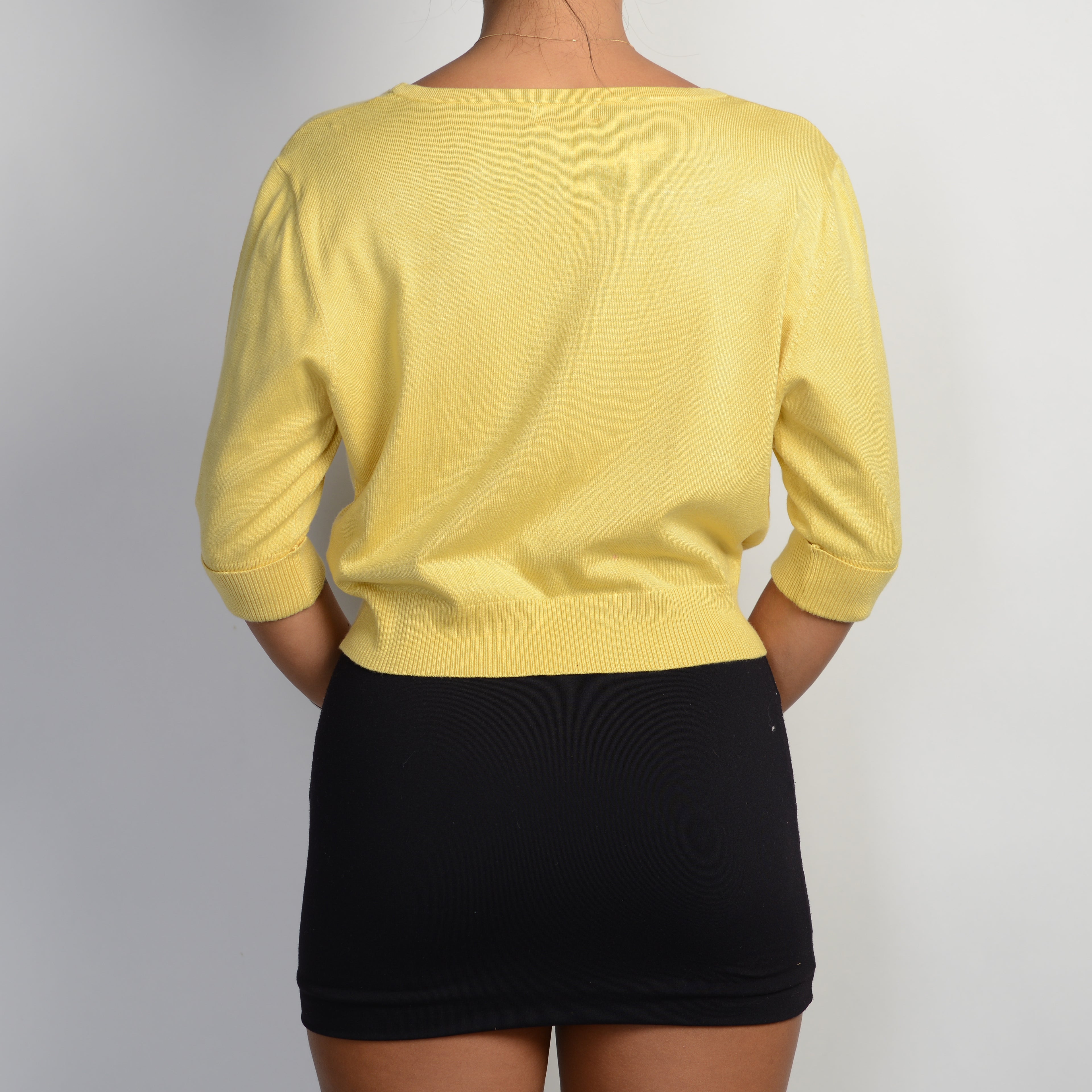 YELLOW 1/2 SLEEVE CARDIGAN