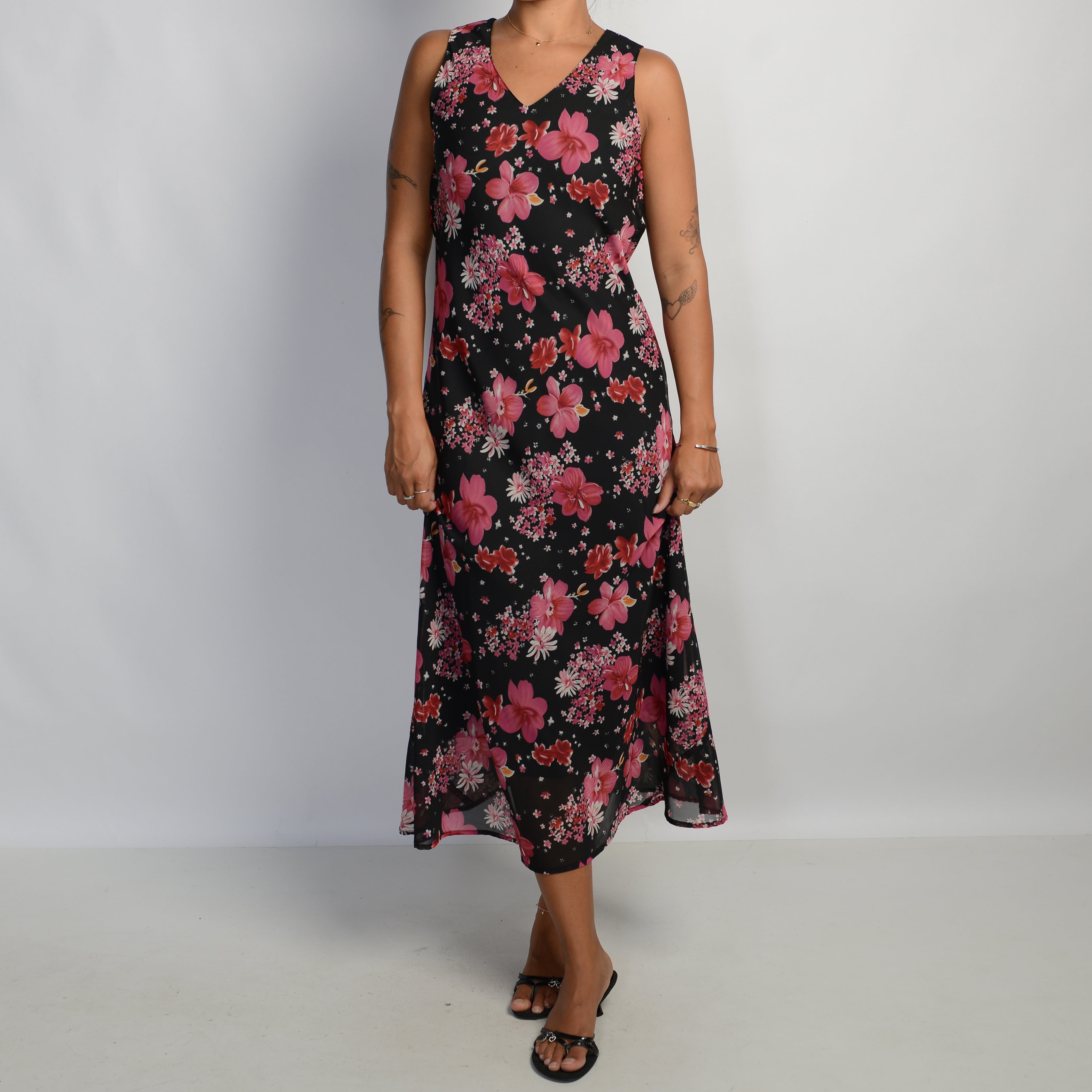 PINK FLORAL MIDI DRESS