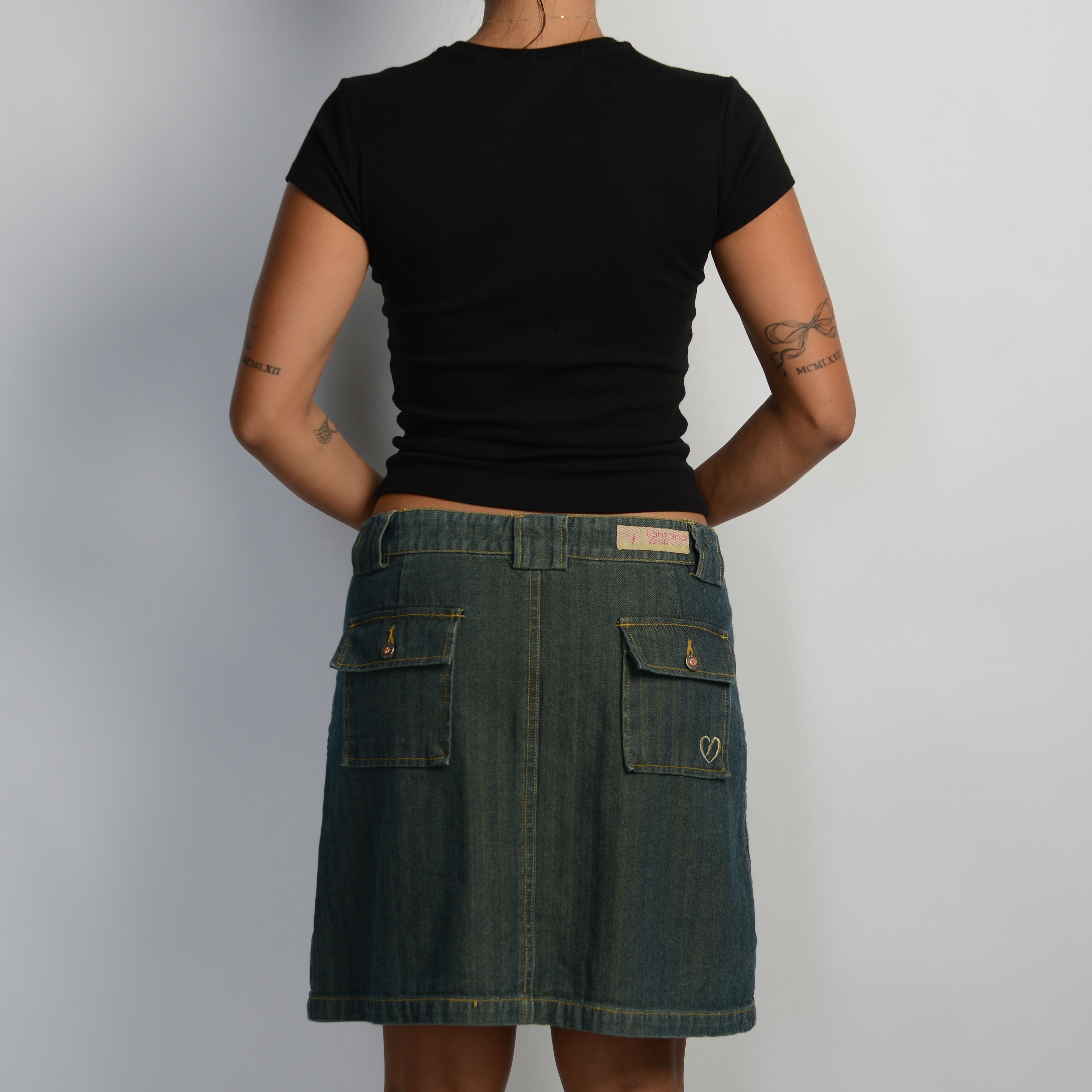 DENIM KNEE LENGTH SKIRT