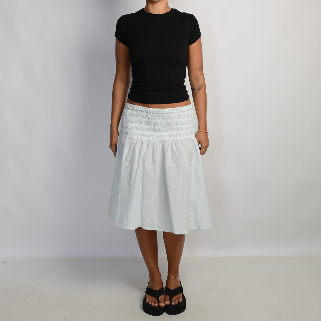 SHIRRED A LINE MIDI SKIRT