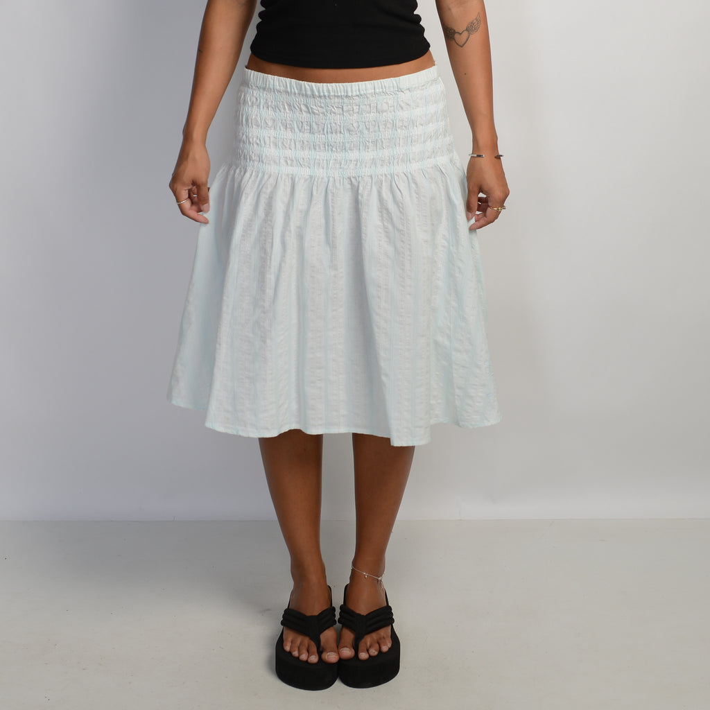 SHIRRED A LINE MIDI SKIRT