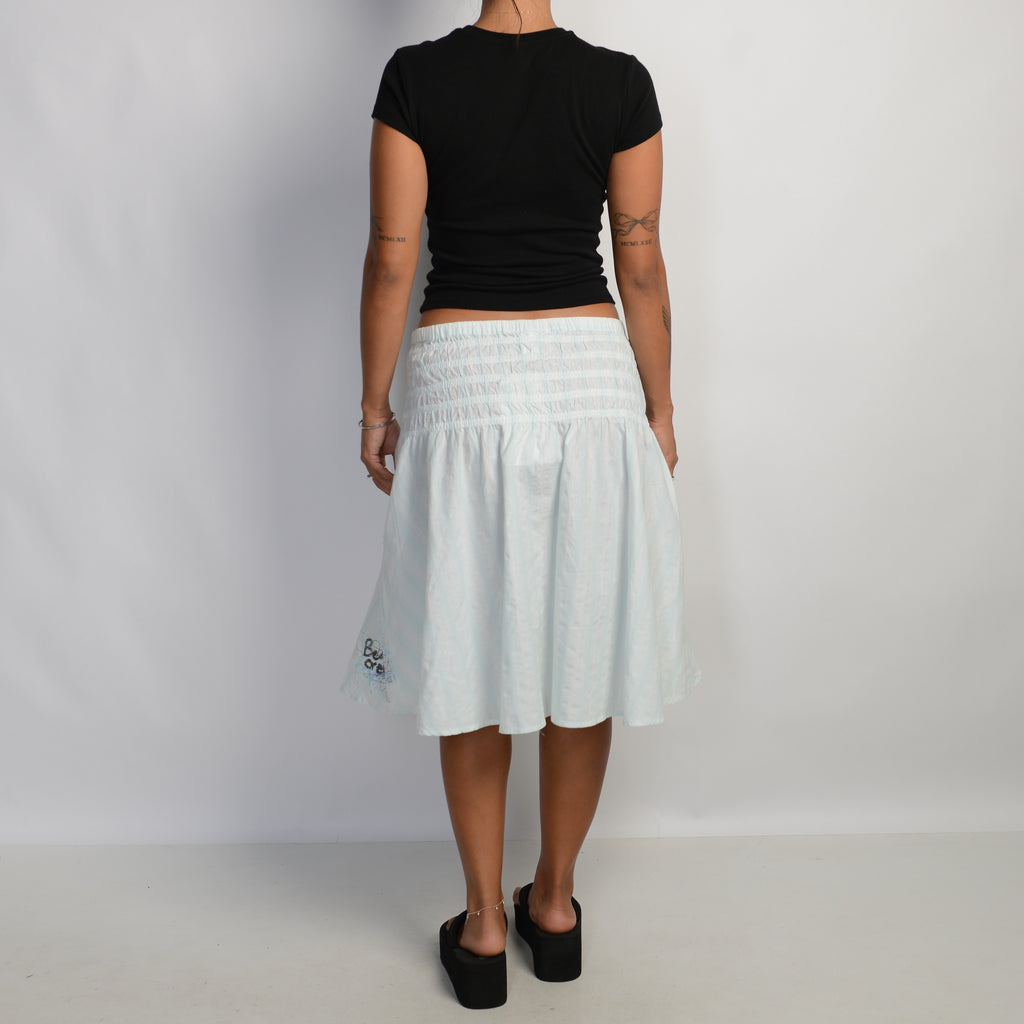 SHIRRED A LINE MIDI SKIRT