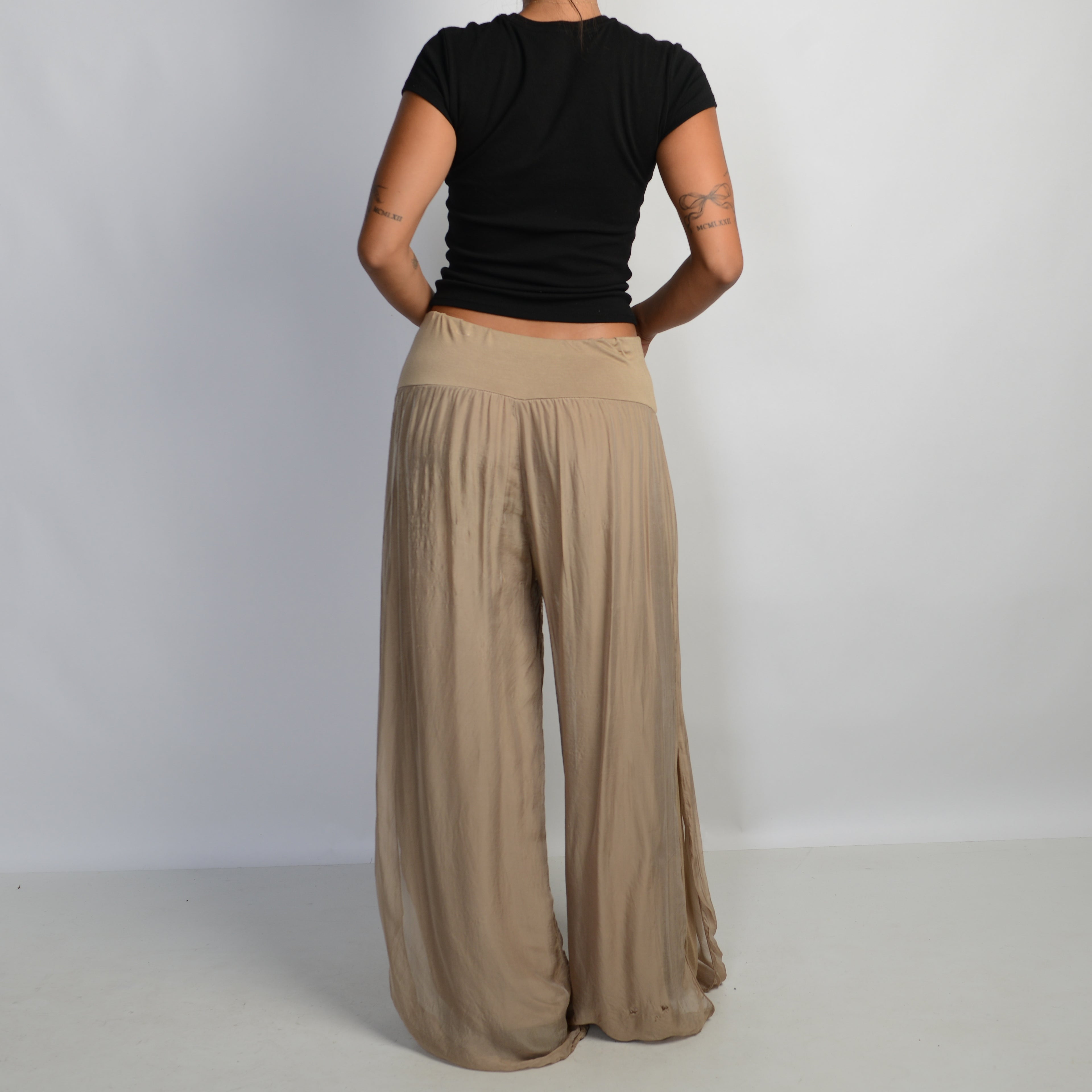 BEIGE SILK PANTS