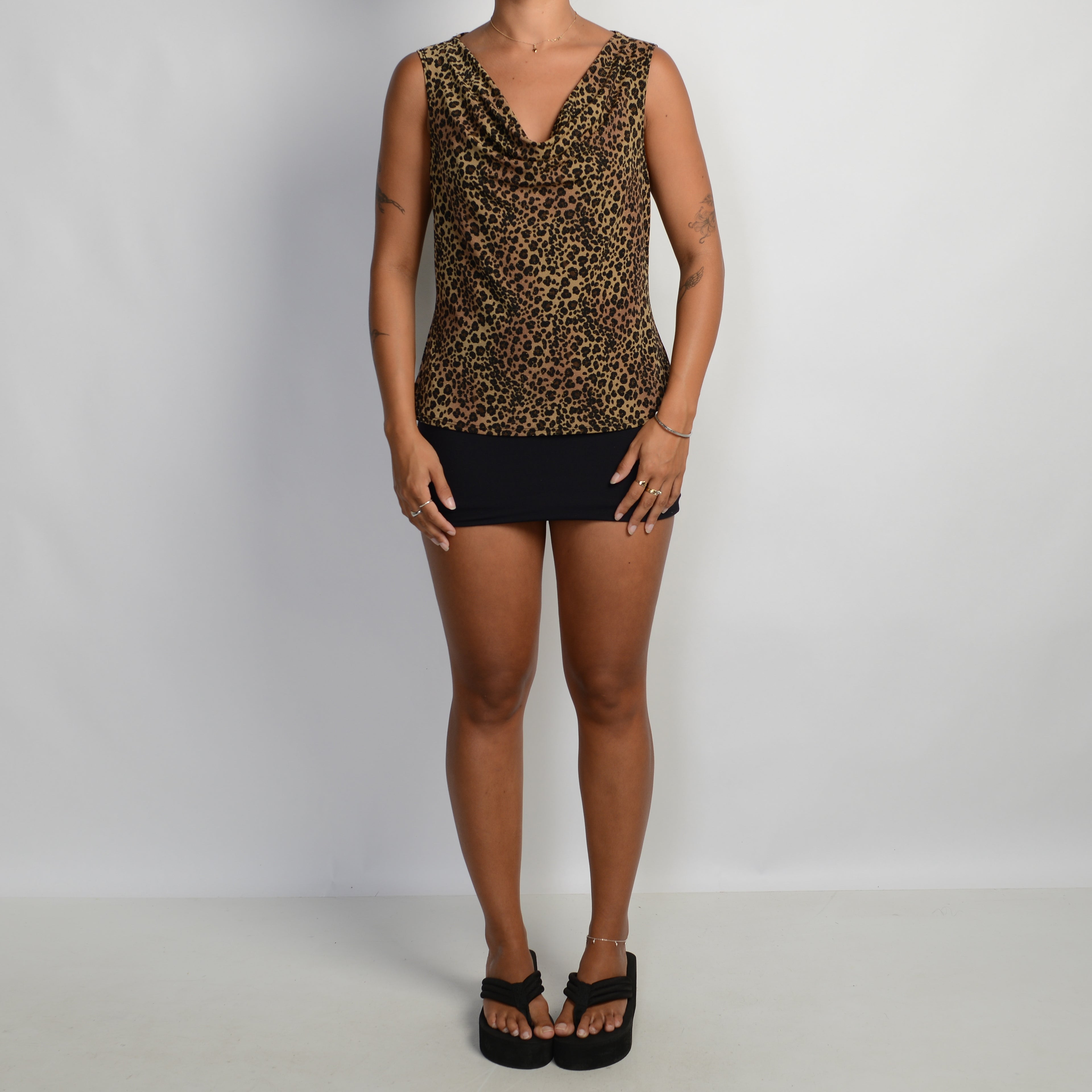 PATTERN COWL NECK TOP