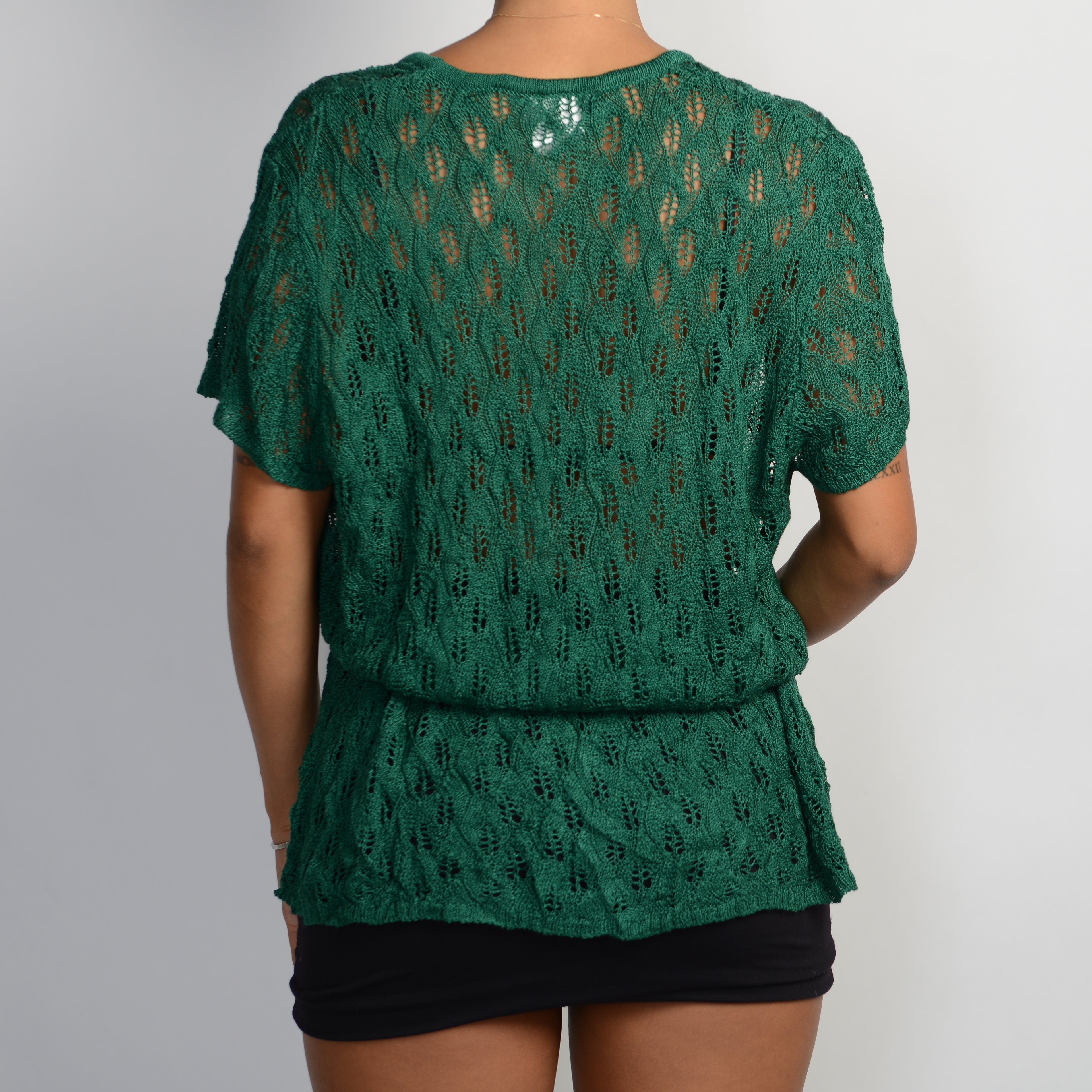 GREEN CROCHET TIE TOP