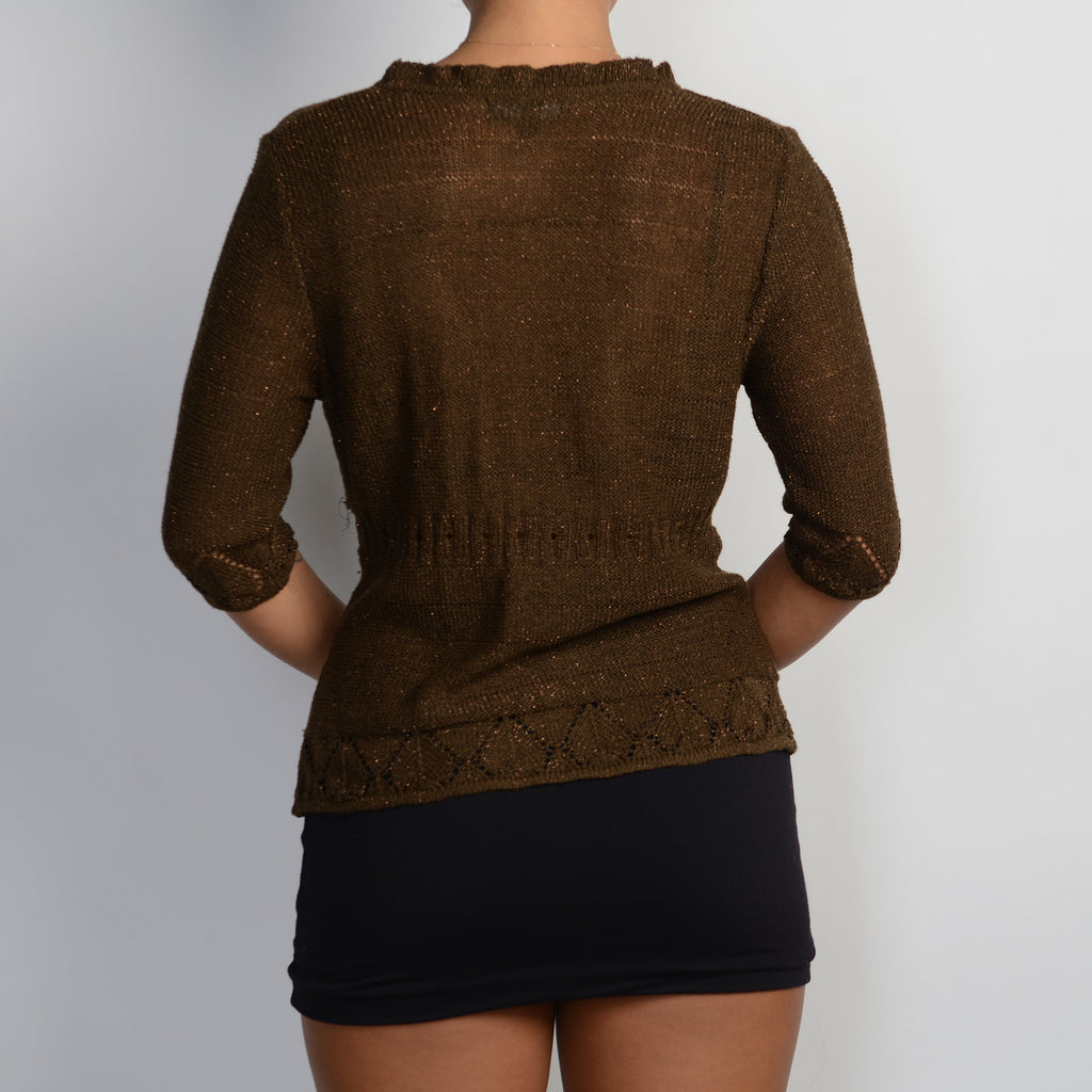 BROWN KNIT TOP