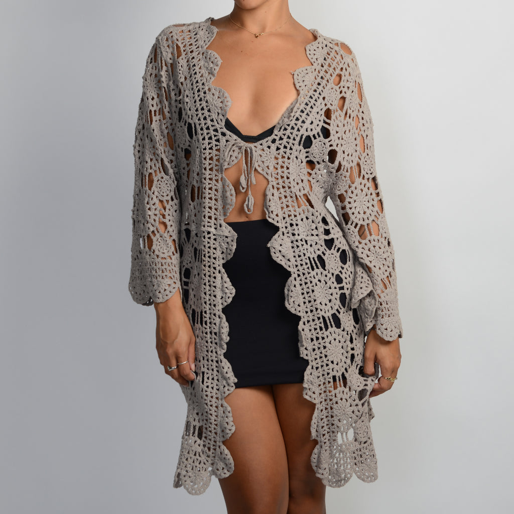 GREY CROCHET CARDIGAN