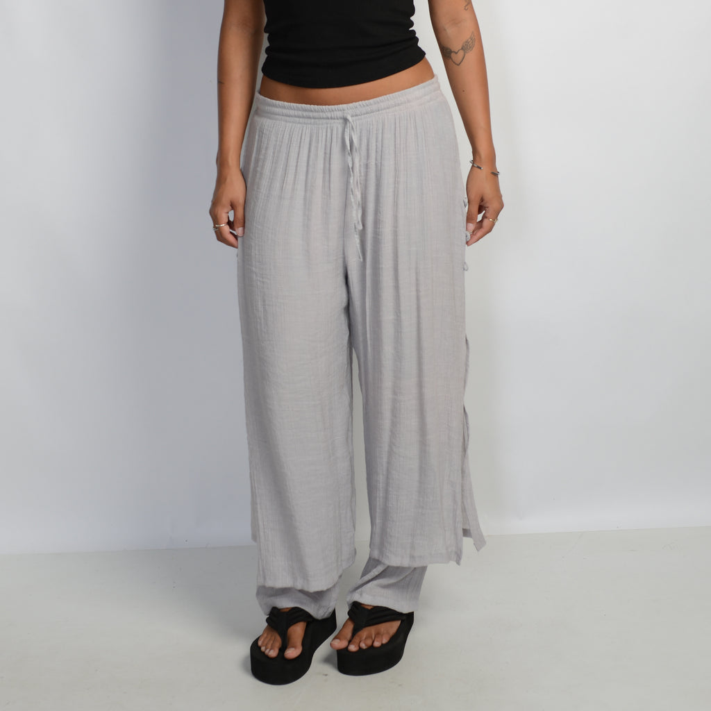 GREY LAYERED COTTON PANTS