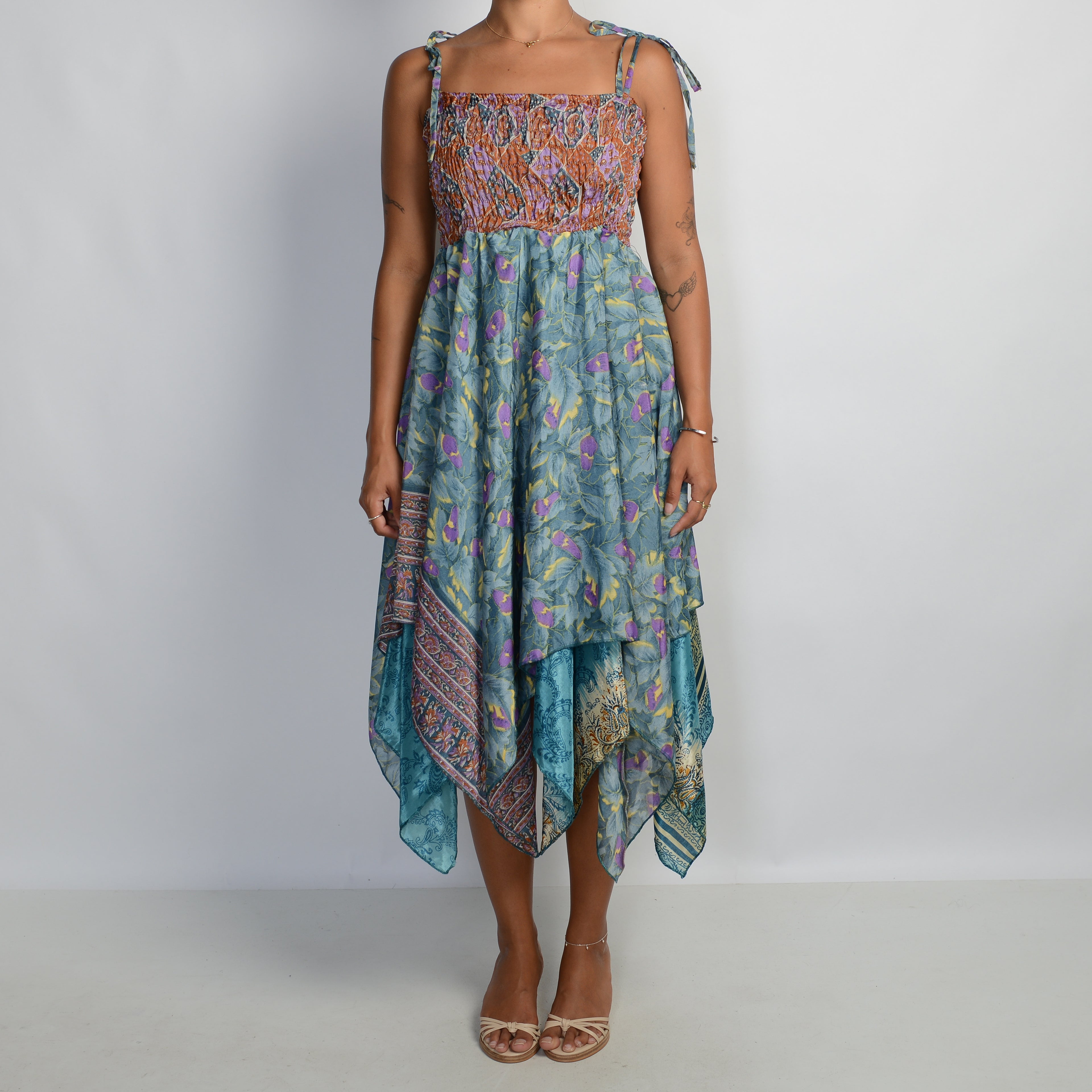 ASYMMETRIC PATTERN MIDI DRESS