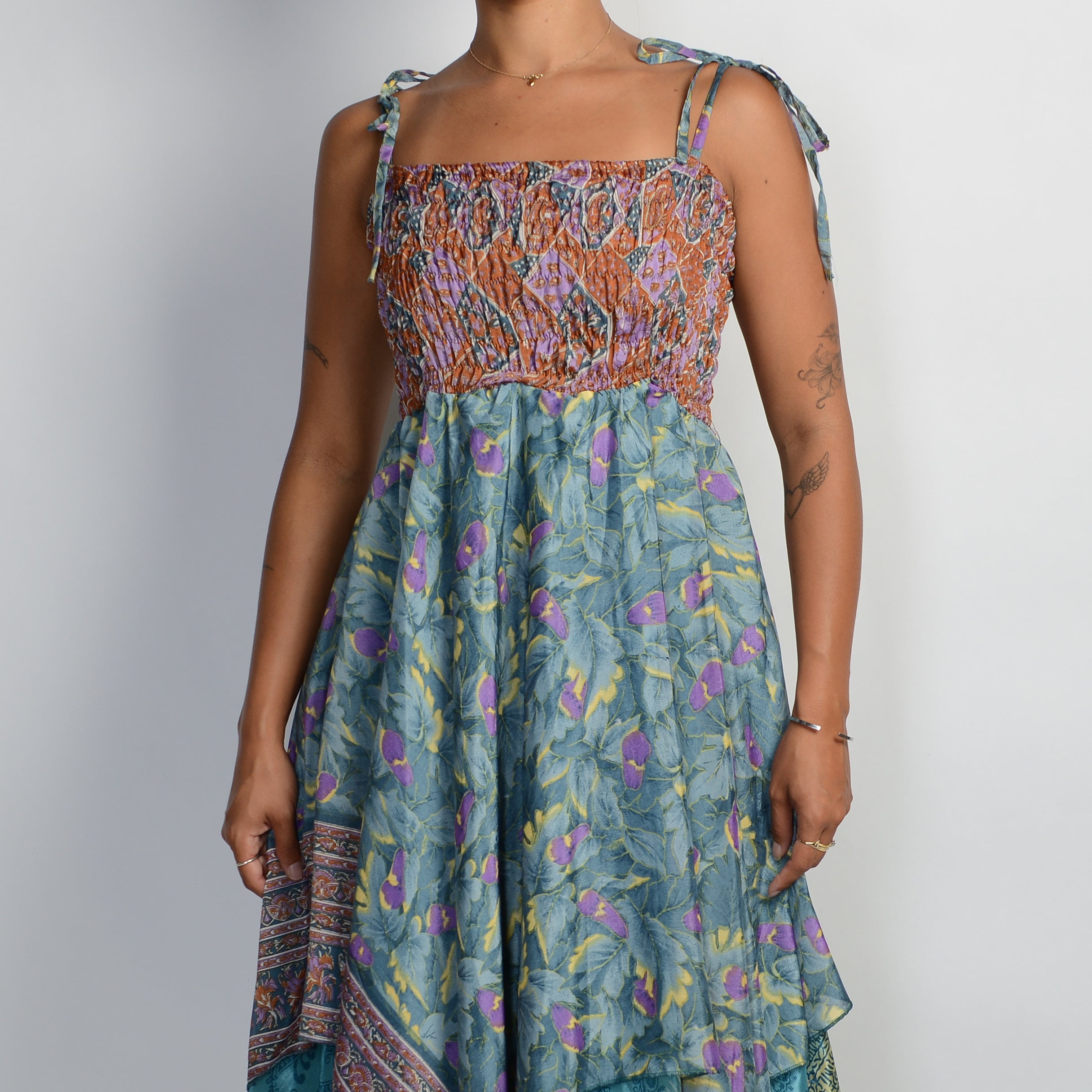 ASYMMETRIC PATTERN MIDI DRESS
