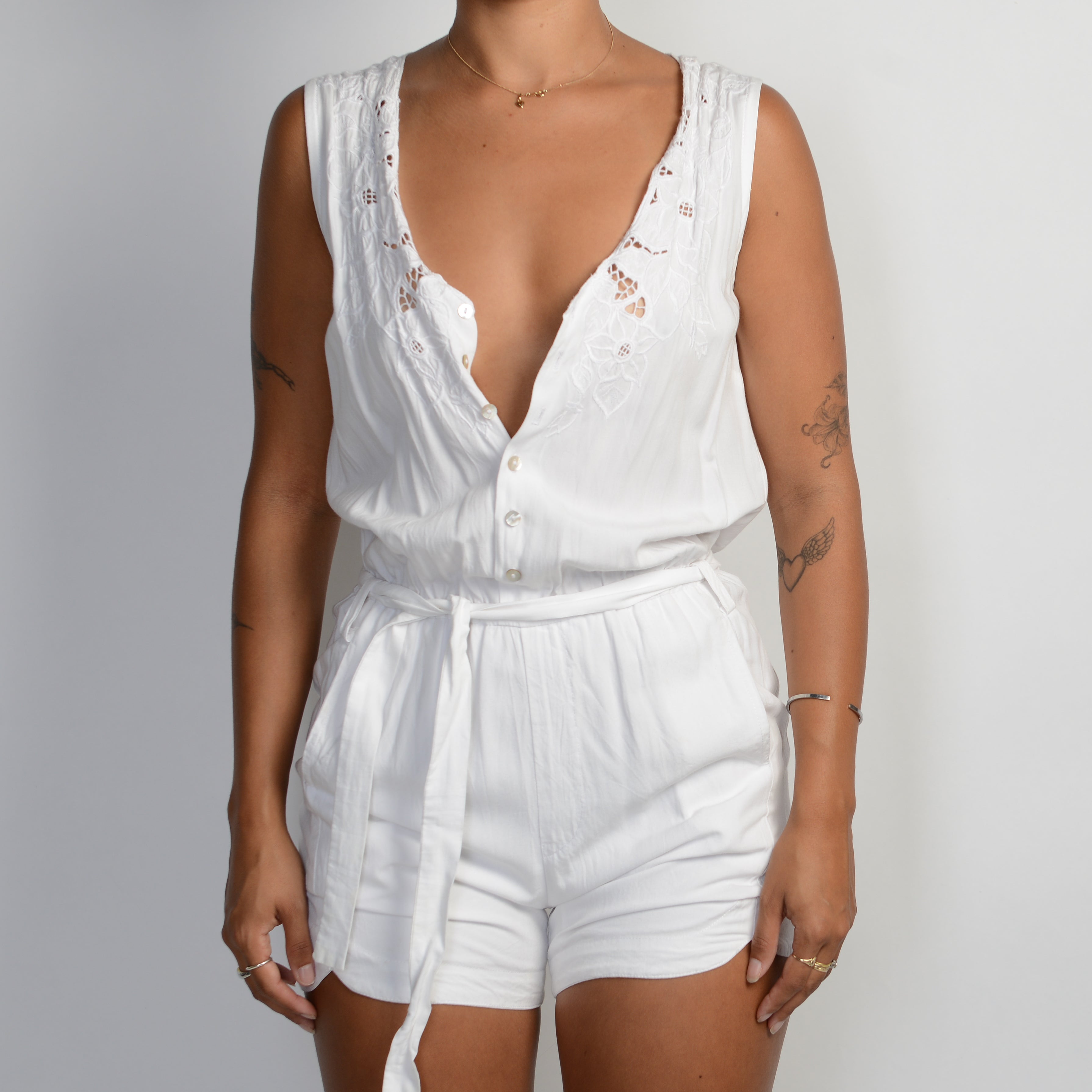 WHITE BRODERIE ROMPER