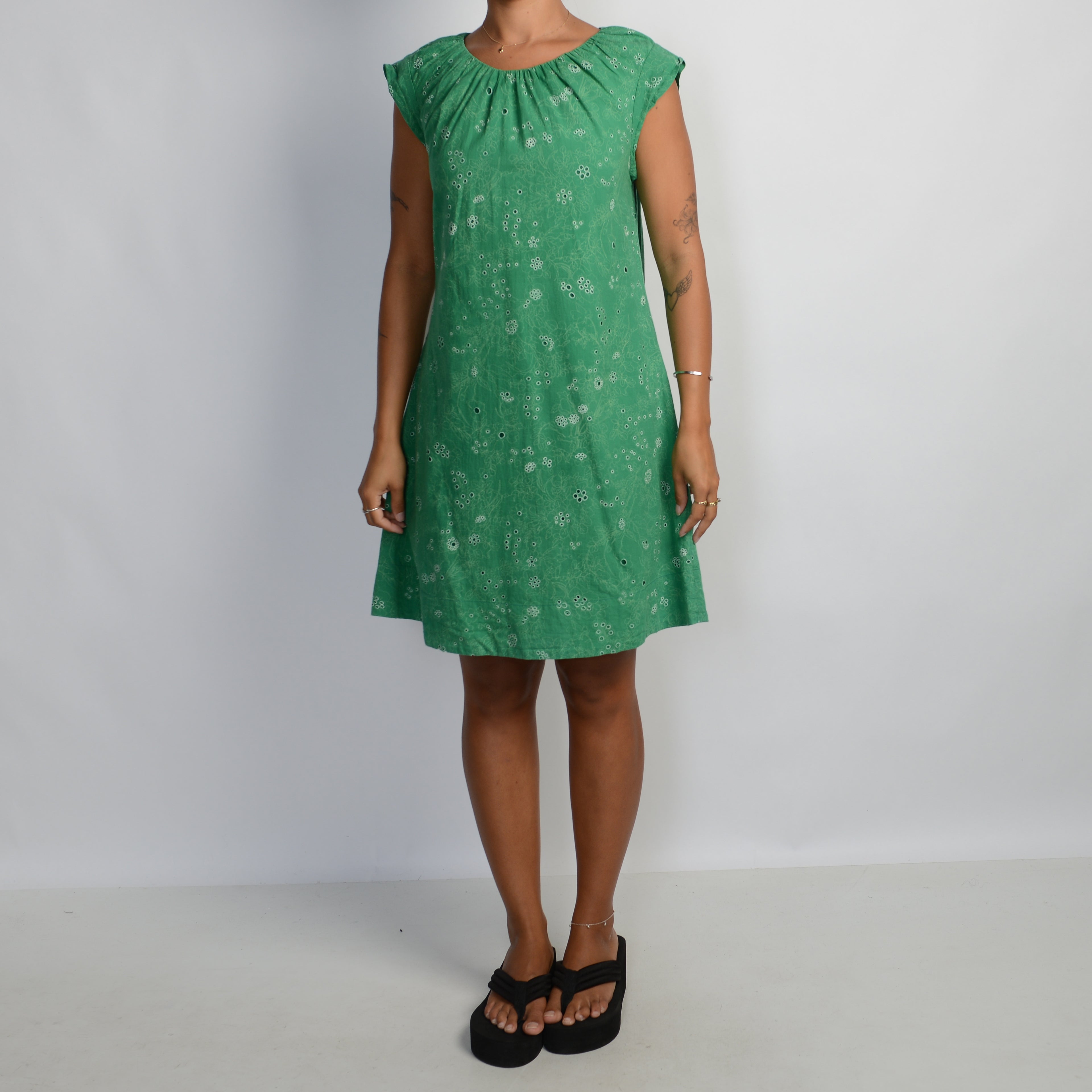 GREEN BRODERIE DRESS
