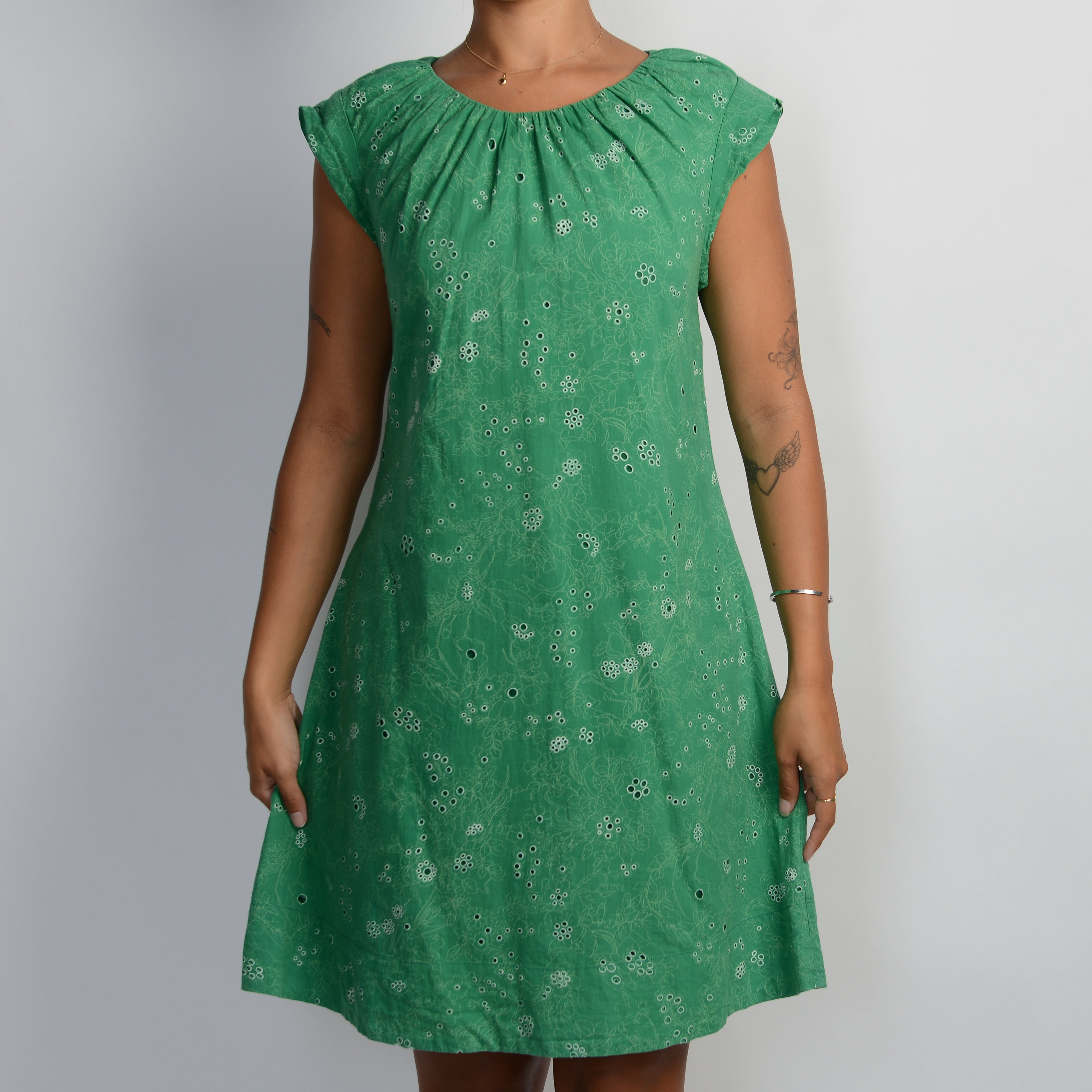 GREEN BRODERIE DRESS