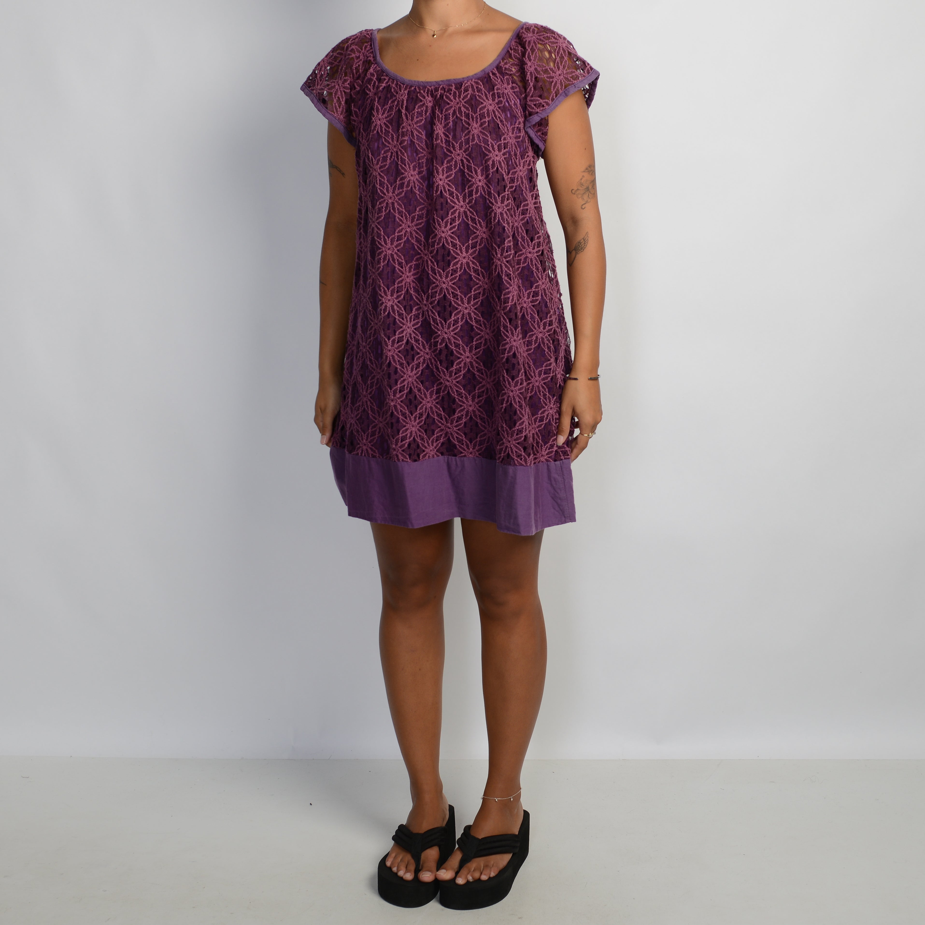 PURPLE TEXTURED MINI DRESS