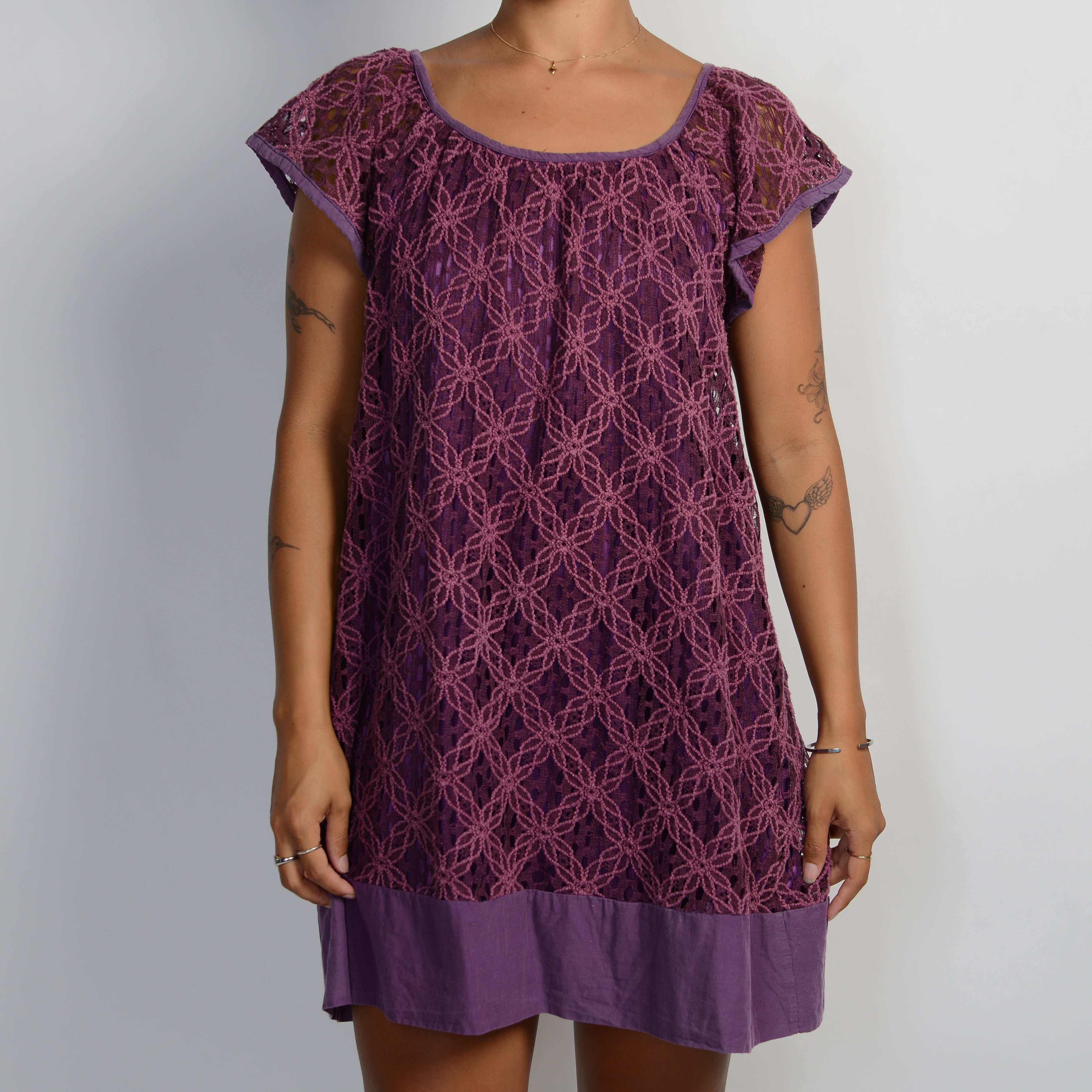 PURPLE TEXTURED MINI DRESS