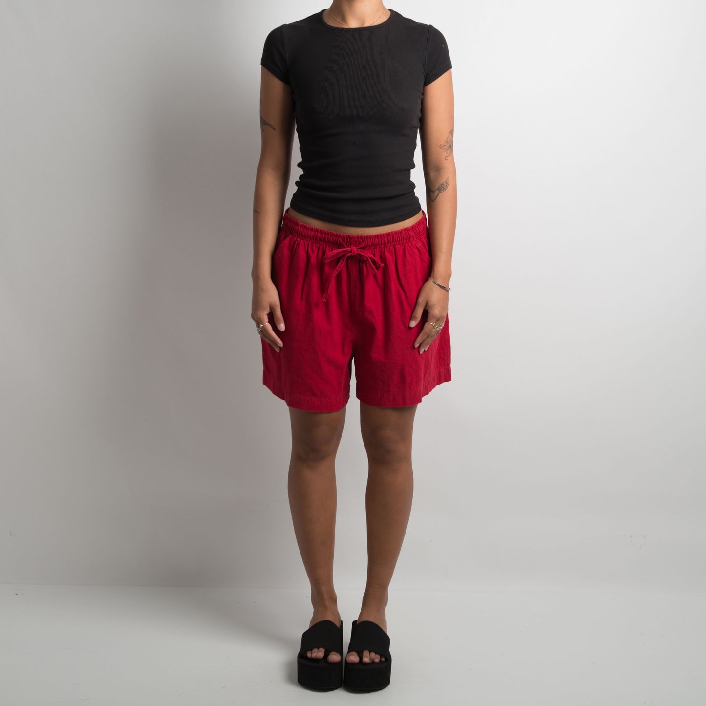 RED COTTON SHORTS