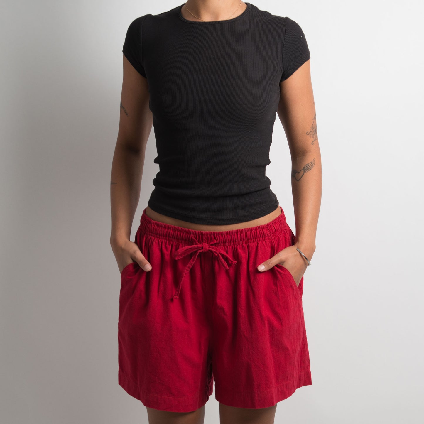 RED COTTON SHORTS