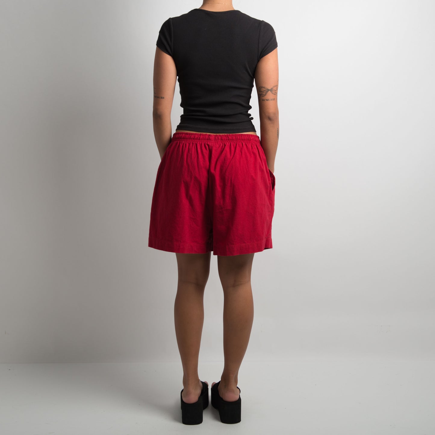 RED COTTON SHORTS