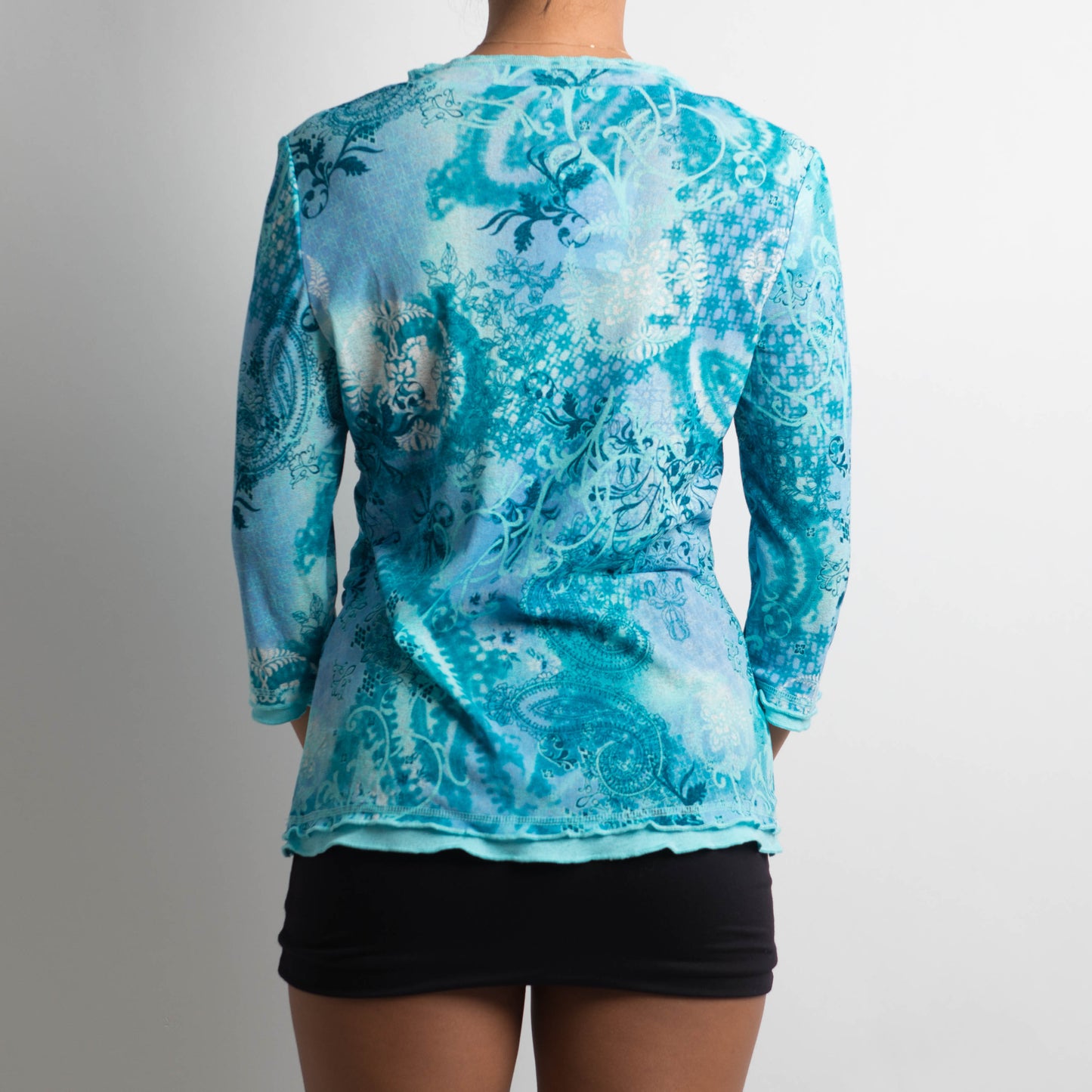 BLUE MESH 3/4 SLEEVE TOP