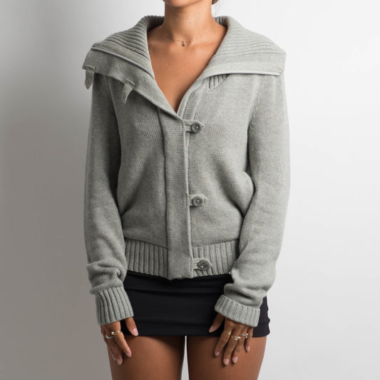 GREY KNIT ZIP JACKET