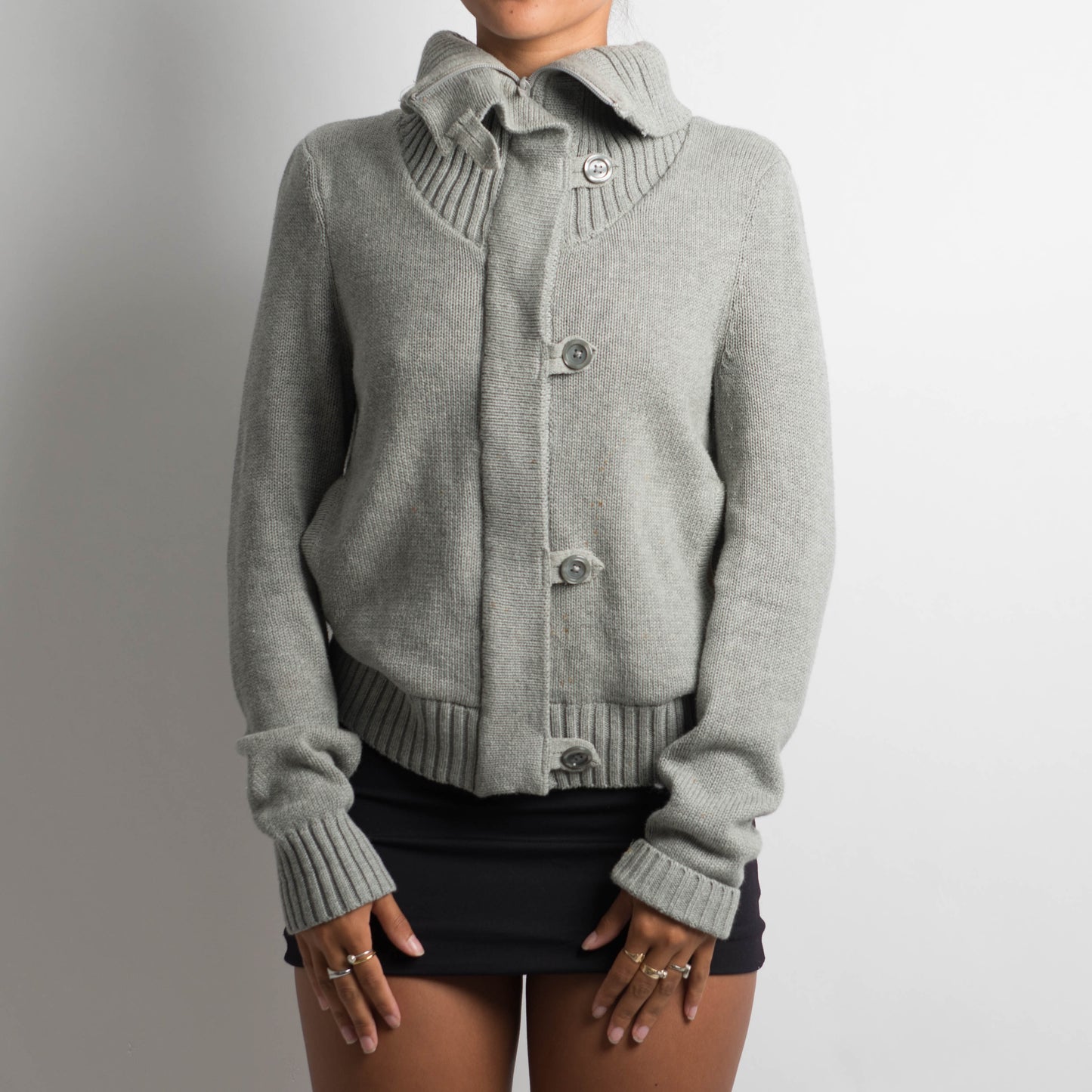 GREY KNIT ZIP JACKET