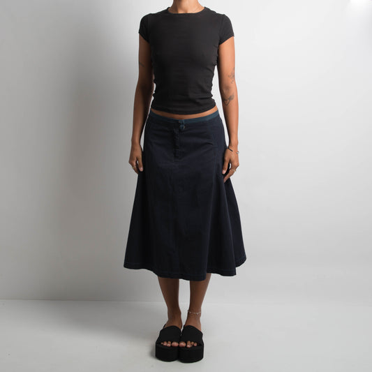 NAVY A LINE MIDI SKIRT