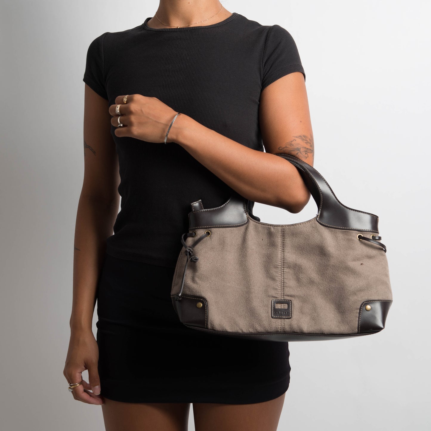 TAUPE SUEDETTE BAG