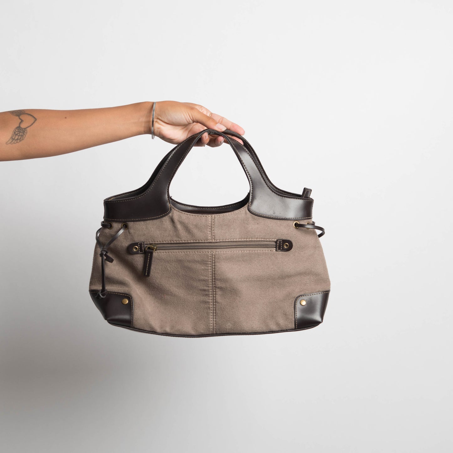 TAUPE SUEDETTE BAG