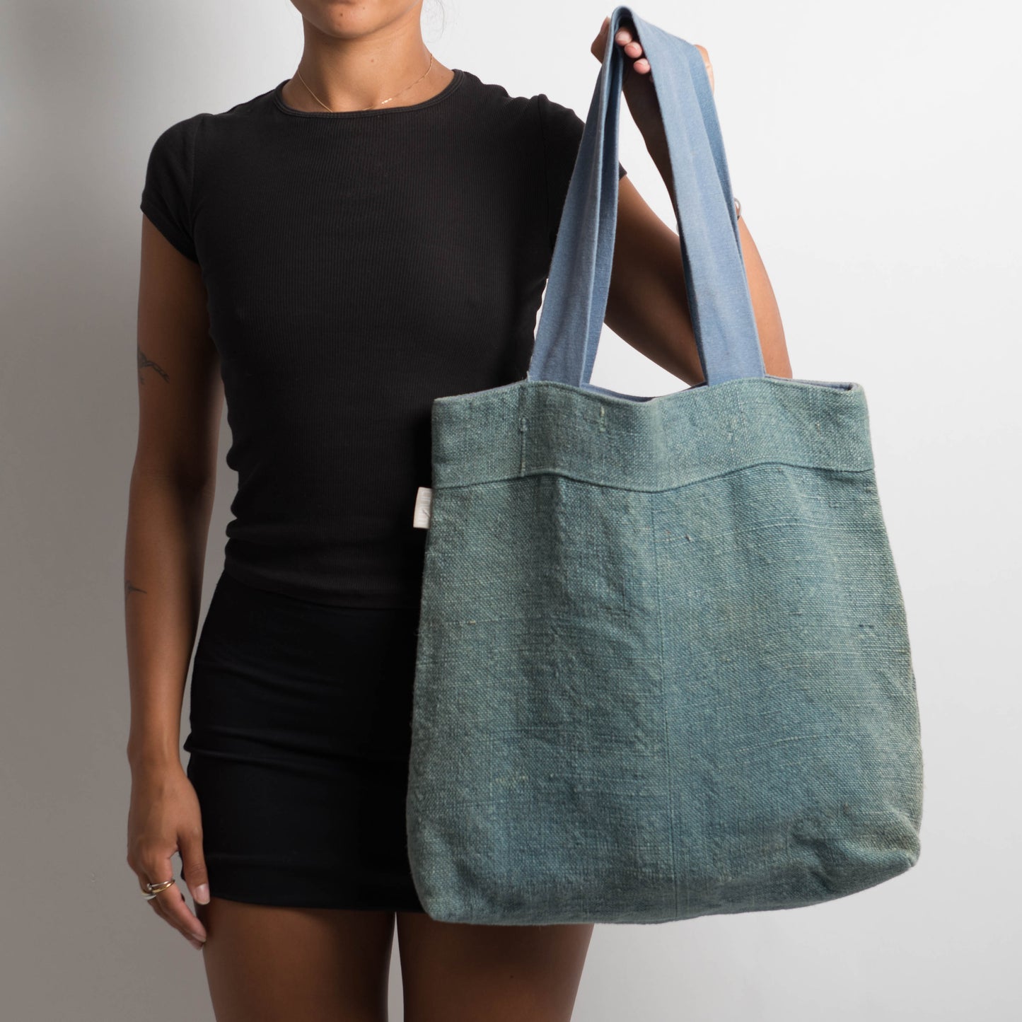 FADED DENIM TOTE BAG