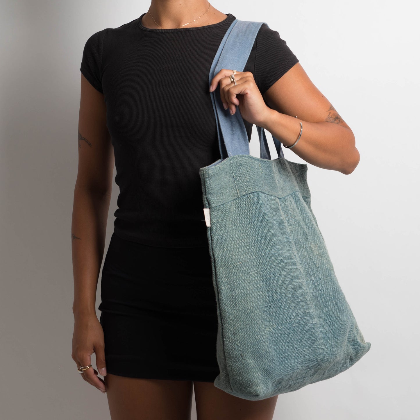 FADED DENIM TOTE BAG