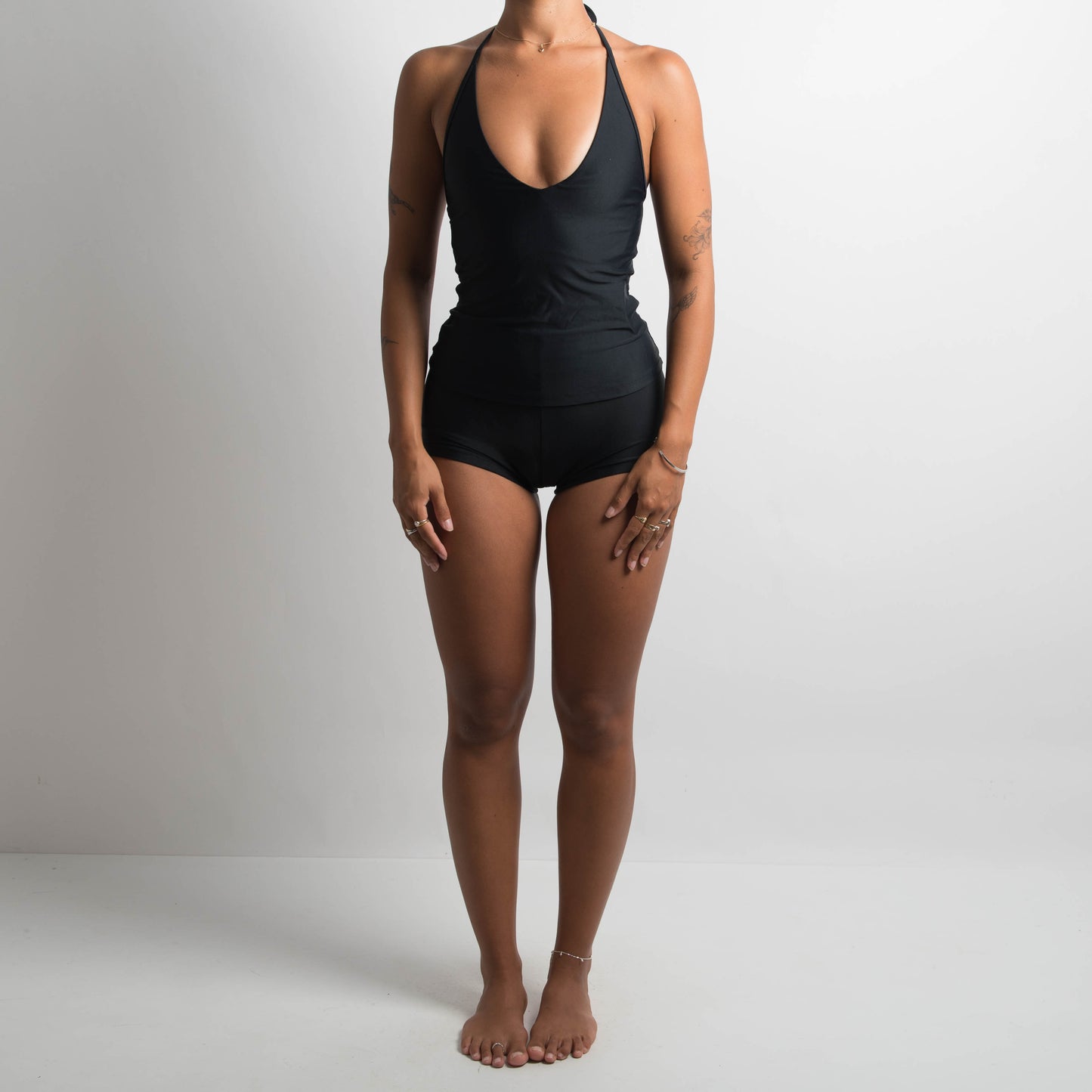 BLACK HALTERNECK TANKINI