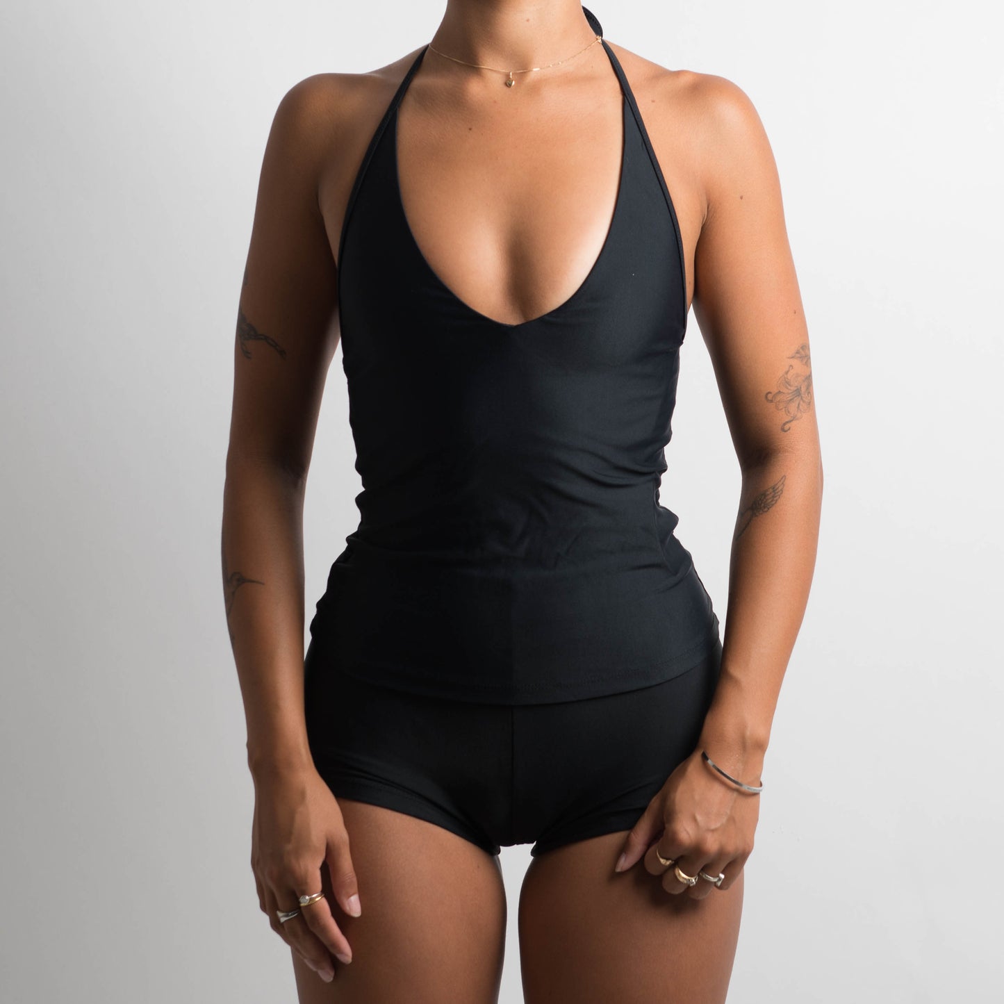 BLACK HALTERNECK TANKINI