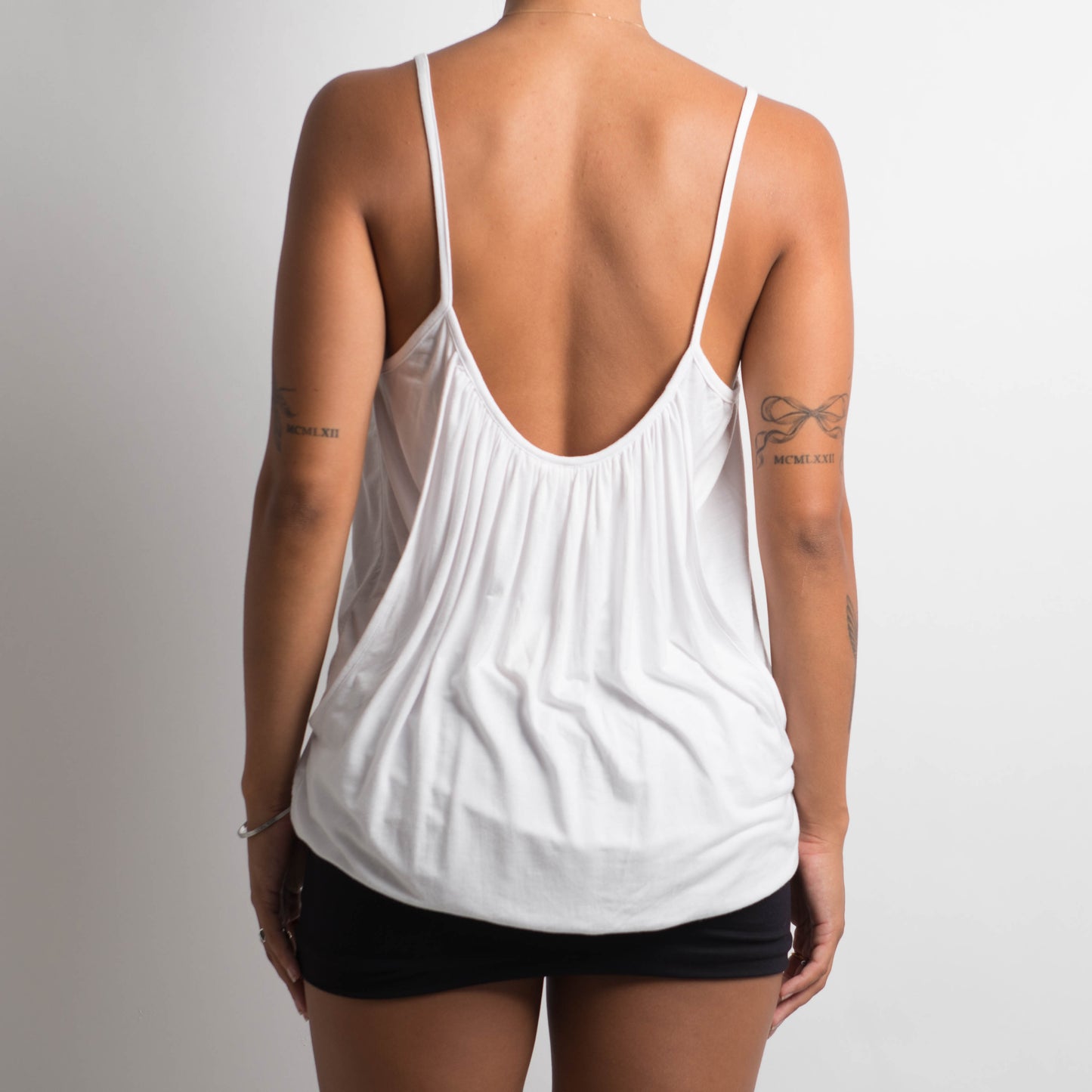 WHITE GATHERED CAMISOLE