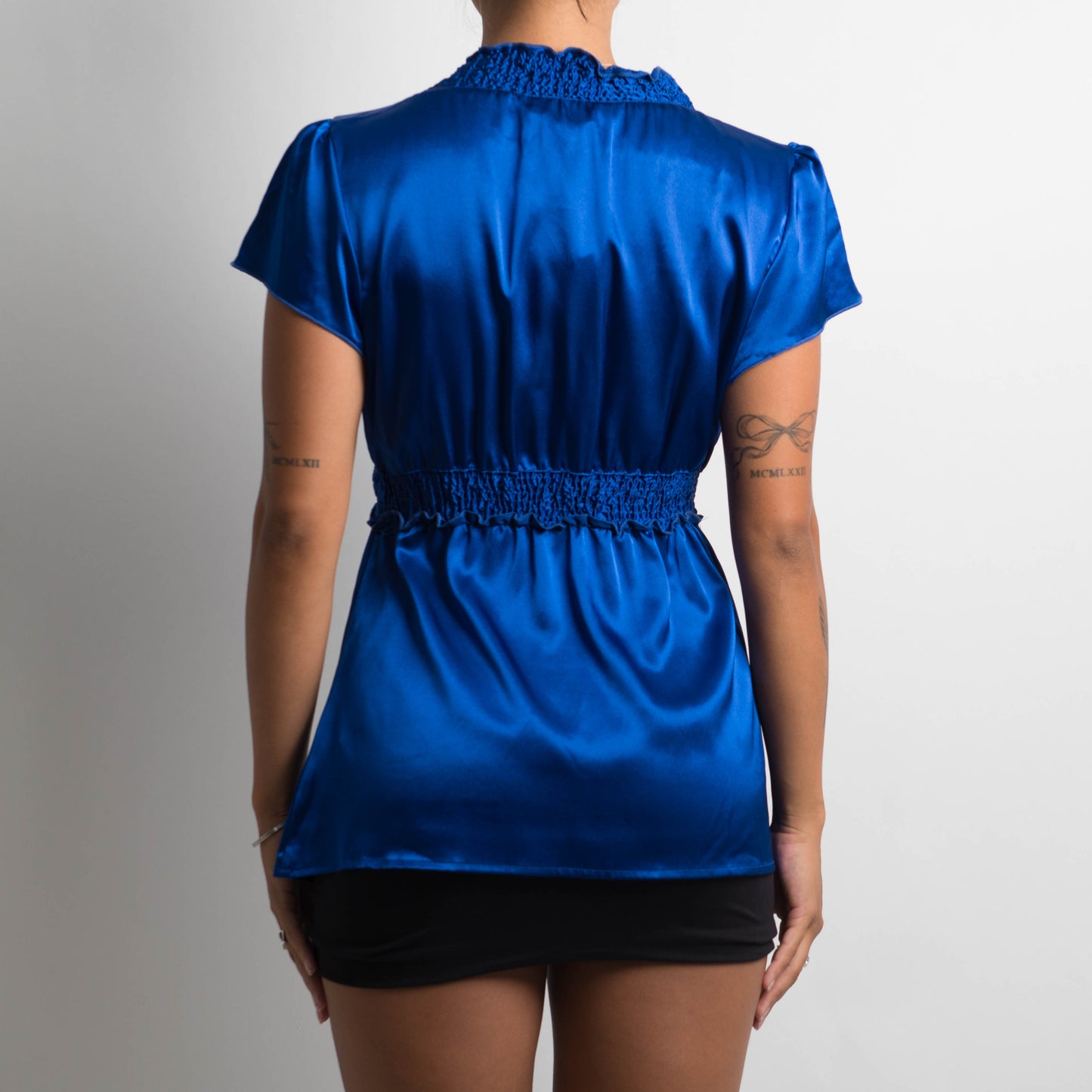 COBALT BLUE SATIN TOP