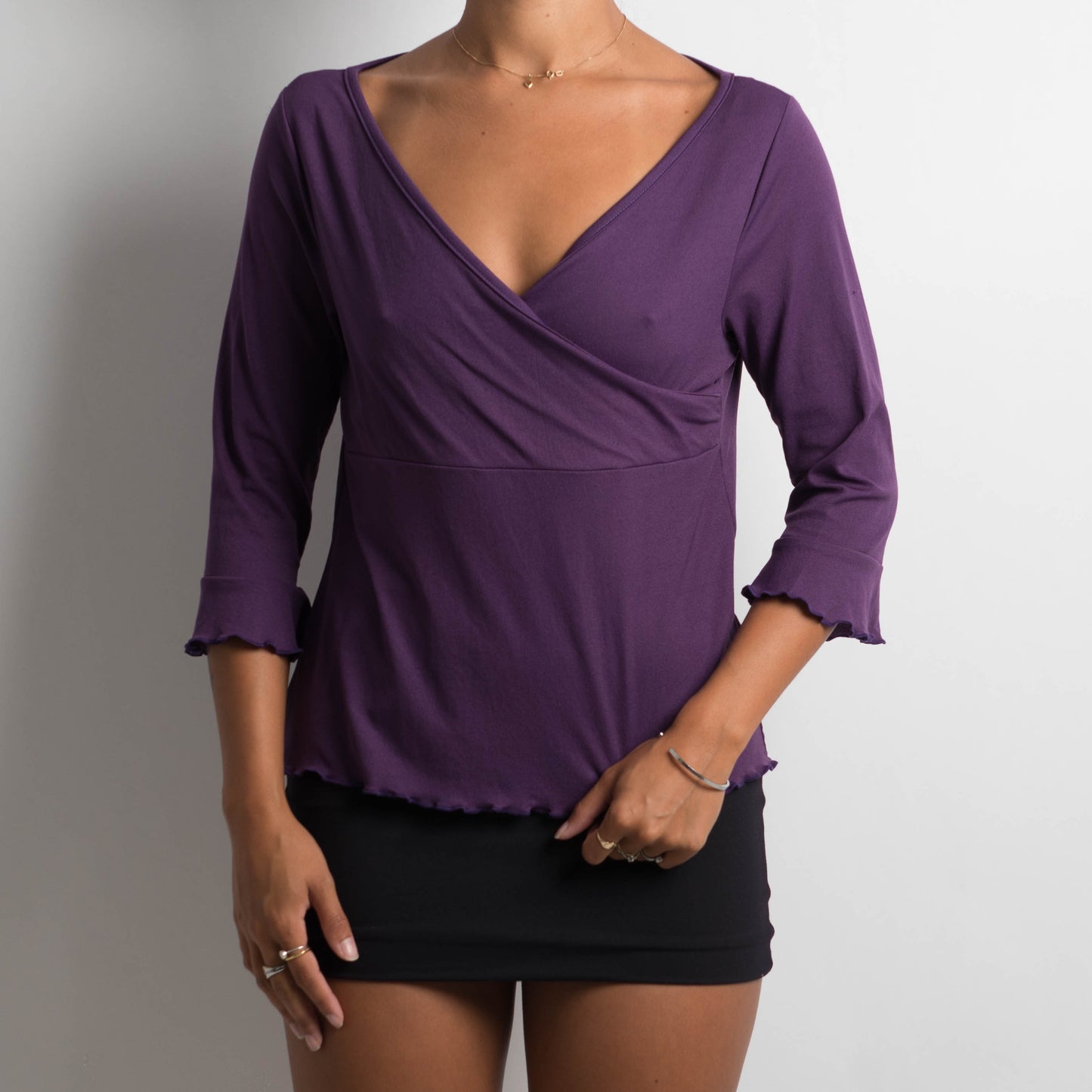 PURPLE MESH 3/4 SLEEVE TOP