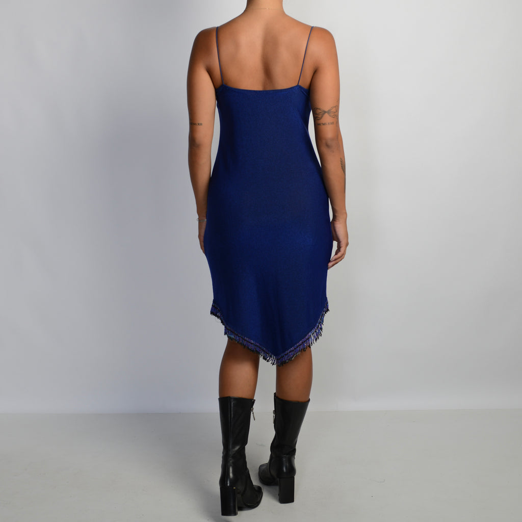 BLUE METALLIC MIDI DRESS