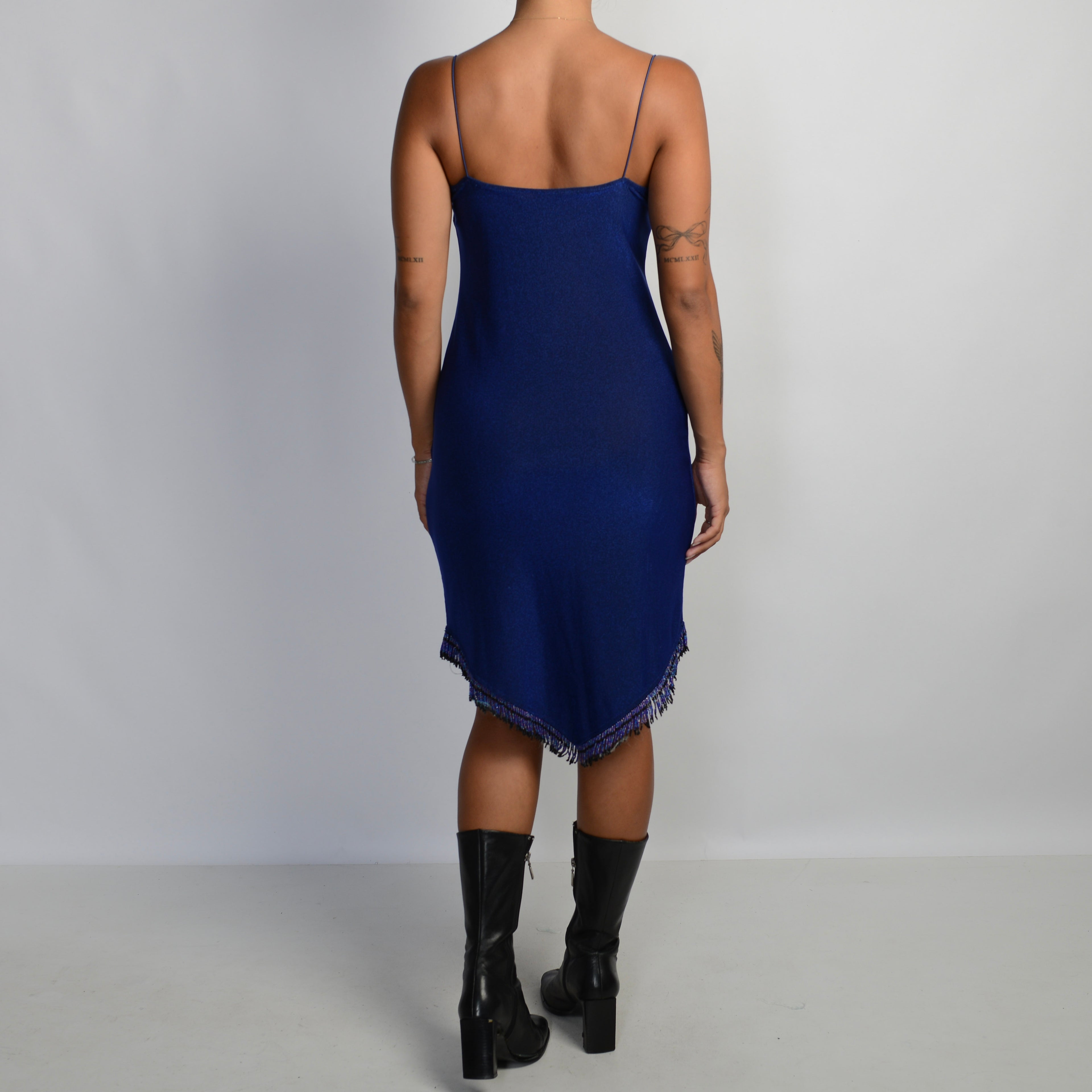 BLUE METALLIC MIDI DRESS