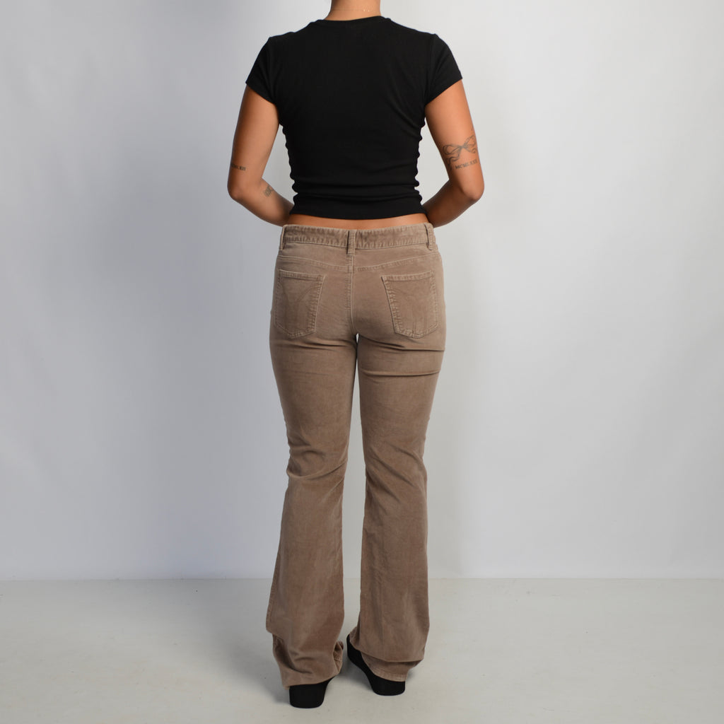 TAN CORDUROY BOOTCUT PANTS