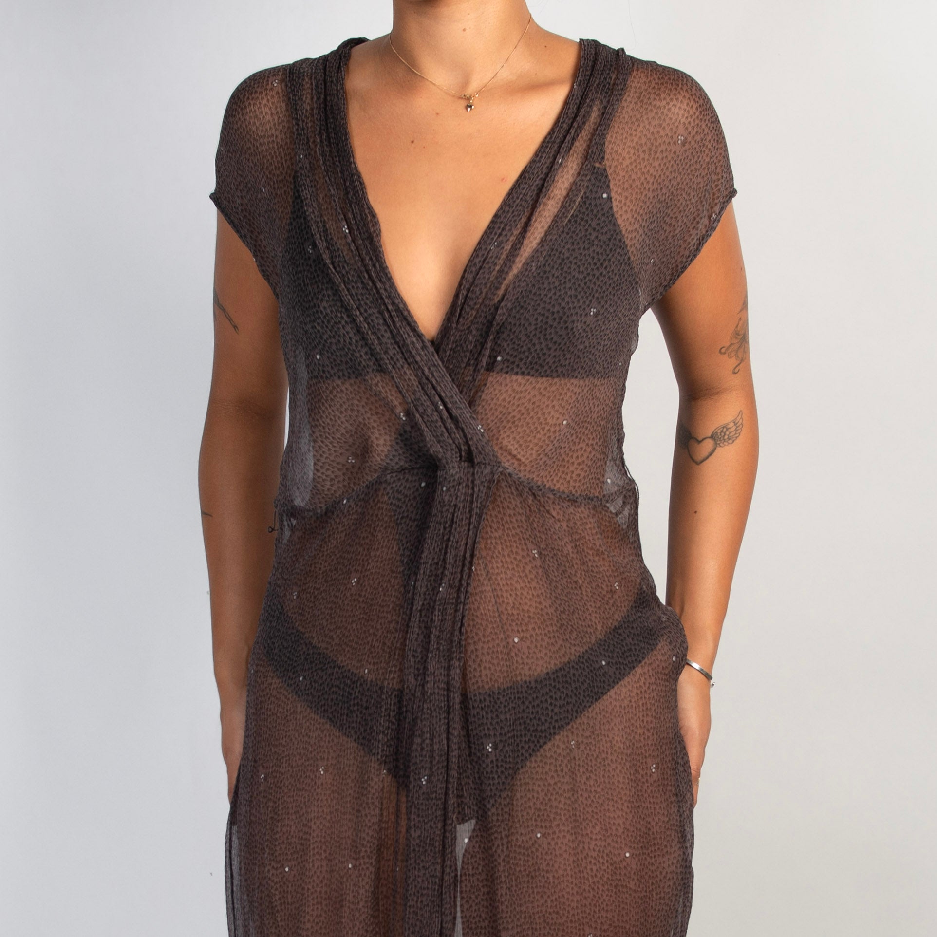 SHEER PATTERN MIDI DRESS