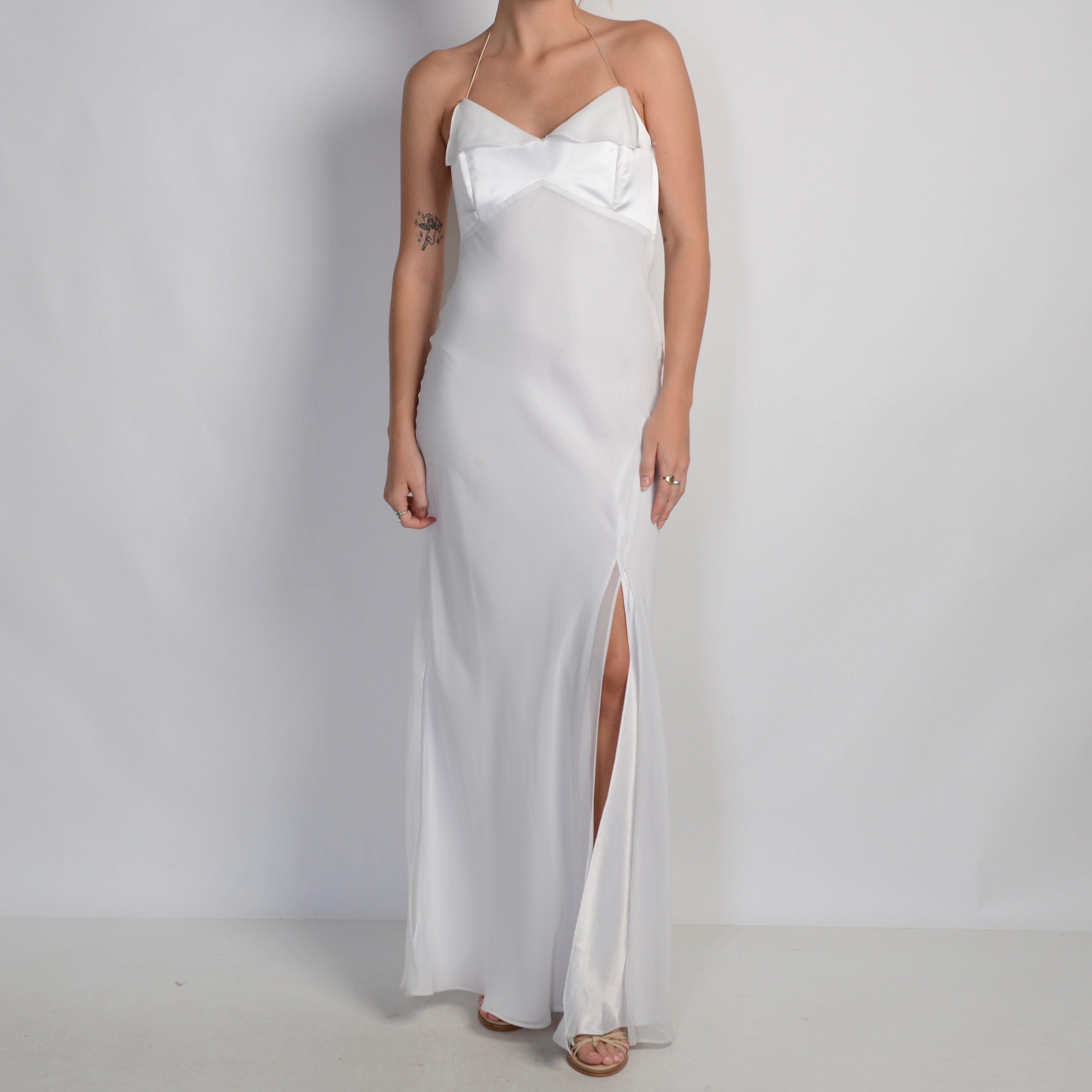 WHITE HALTER GOWN