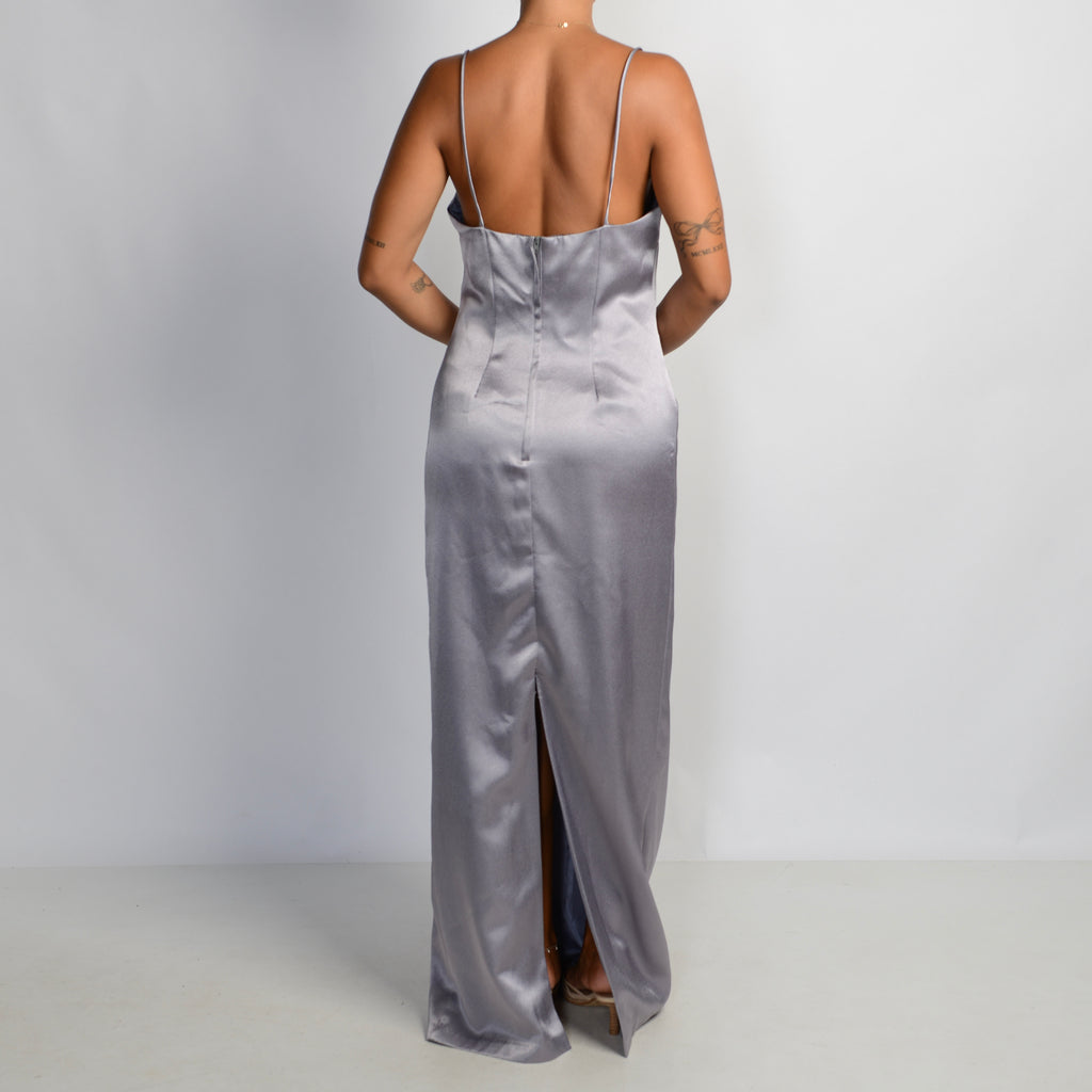 SILVER SATIN GOWN