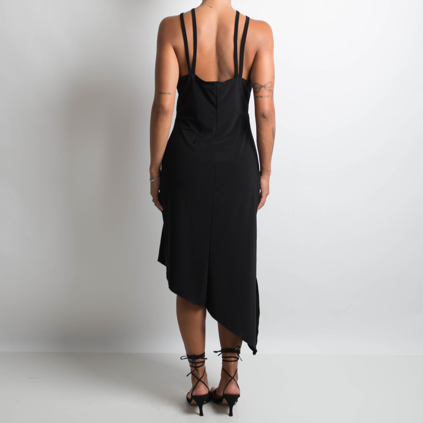 BLACK STRAPPY EVENING DRESS