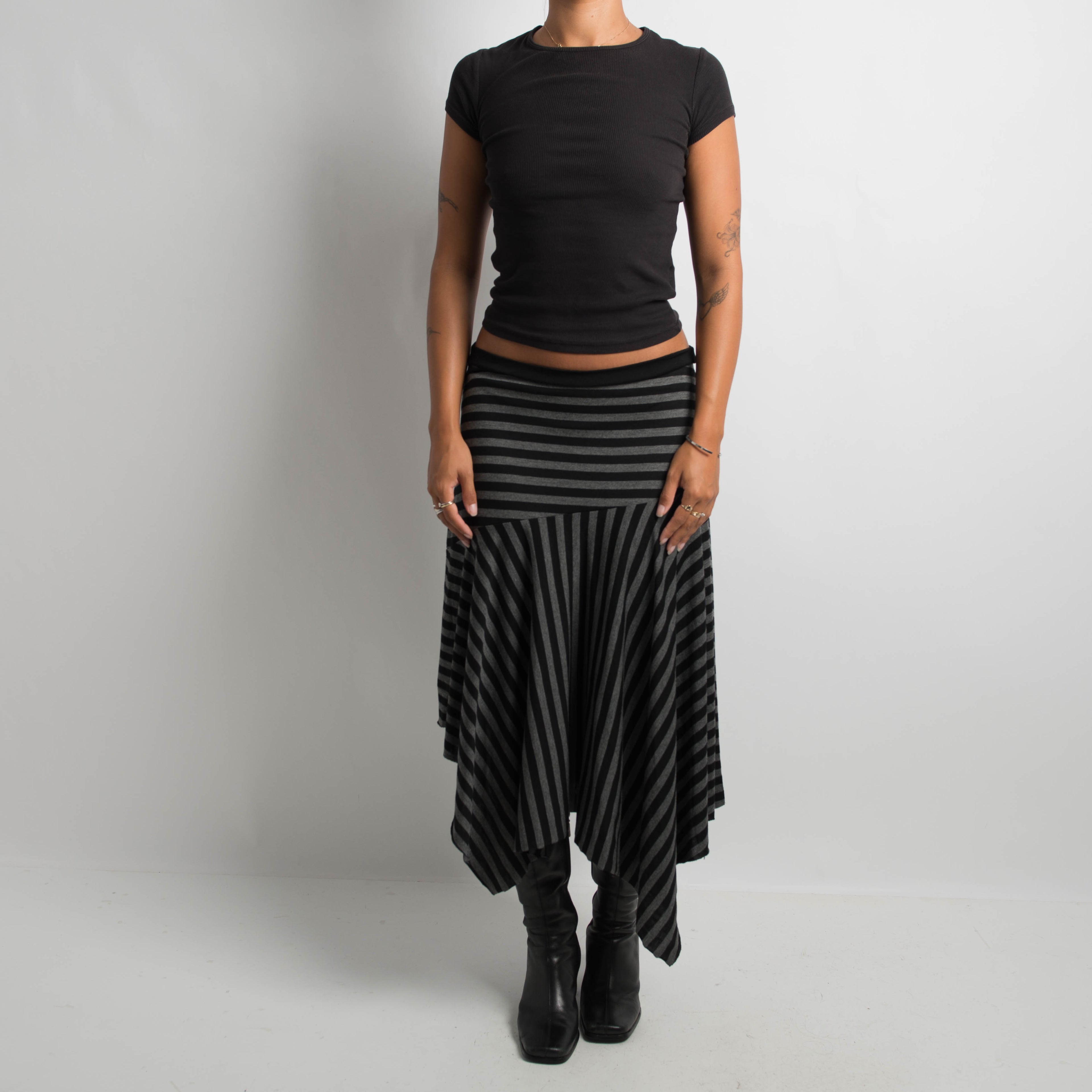 STRIPED ASYMMETRIC SKIRT